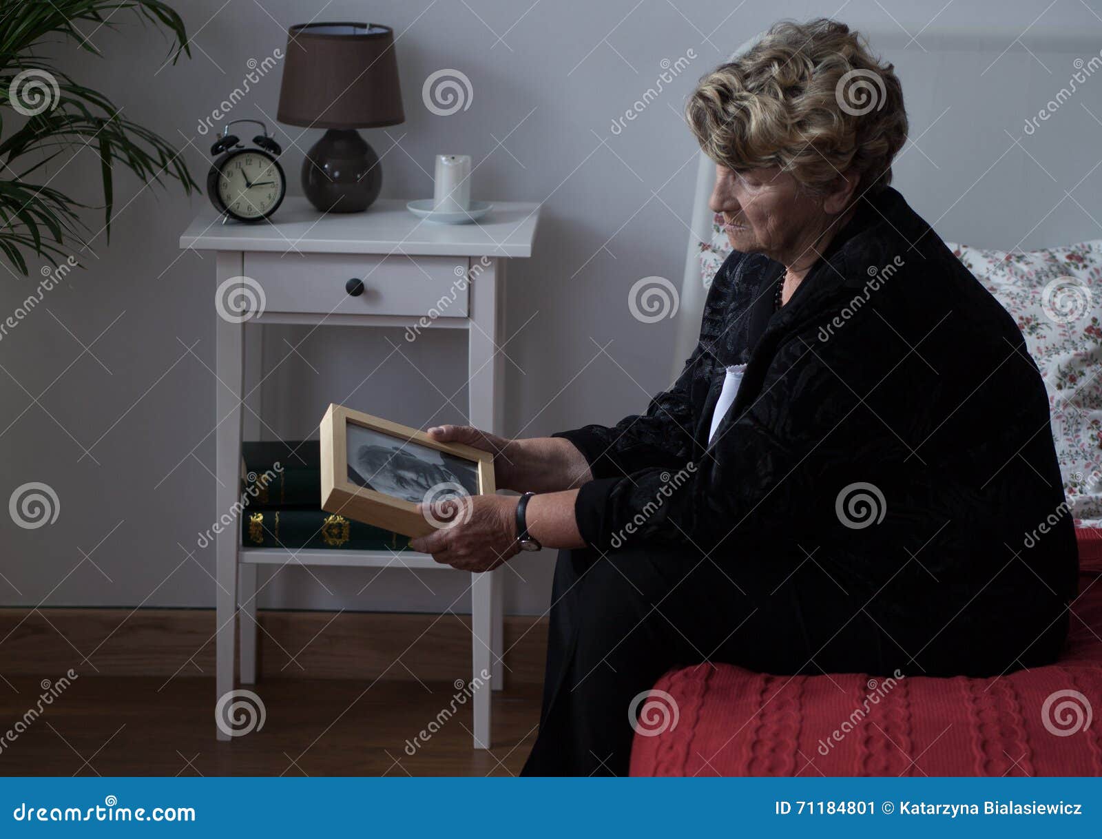 elderly widowed lady in grief