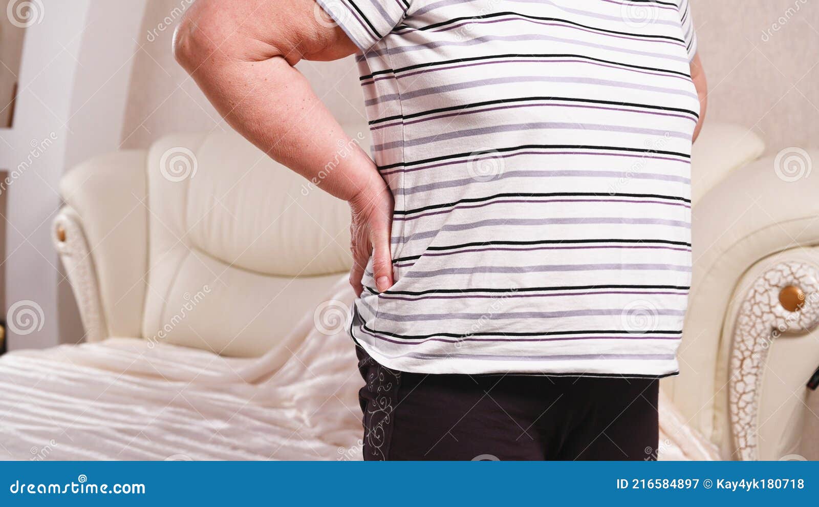 Elderly Woman on Bed with Back Pain Stock Image Image of massage