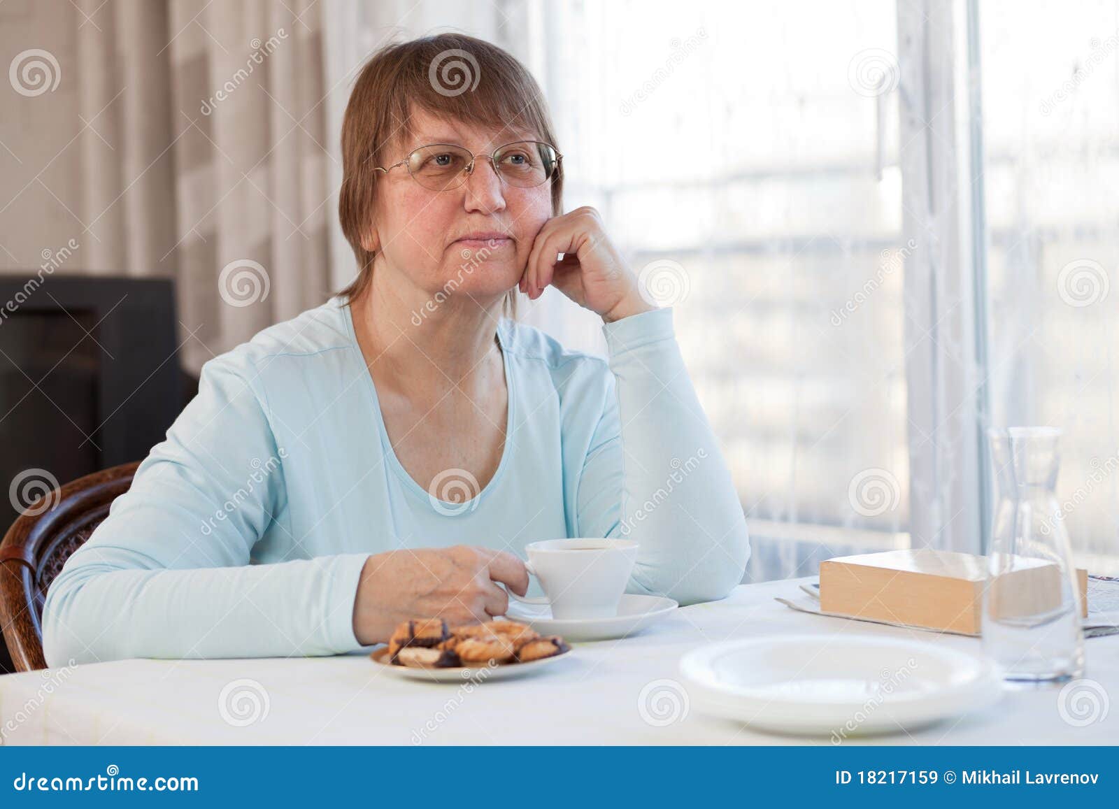 Elderly Woman with a Cup of Coffee Stock Image Image of pensioner