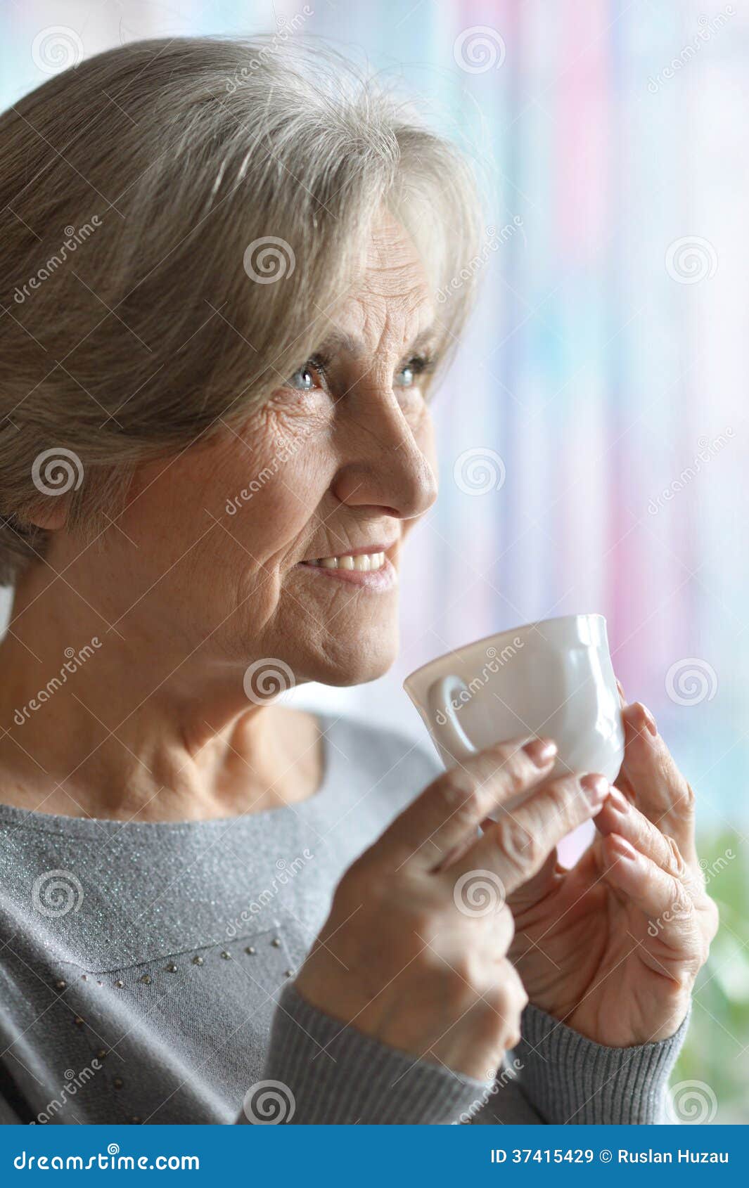 Elderly Woman with Cup of Coffee Stock Image Image of care, fresh