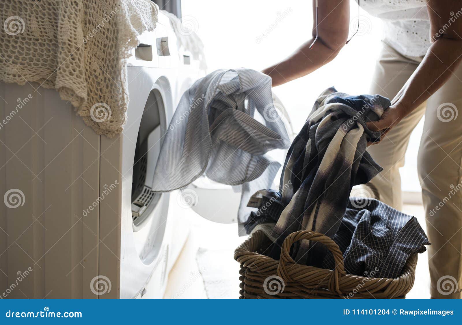 Elderly Woman Doing a Laundry Stock Photo Image of cleaning, machine