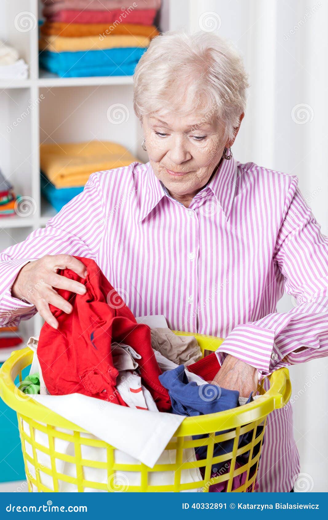 Elderly Woman Doing Laundry Stock Image Image of house, ironing 40332891