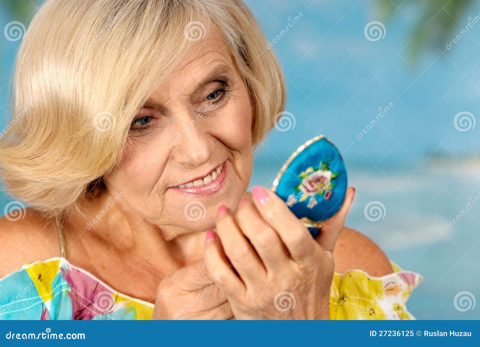 Elderly Woman Looks in the Mirror Stock Image Image of beauty, human