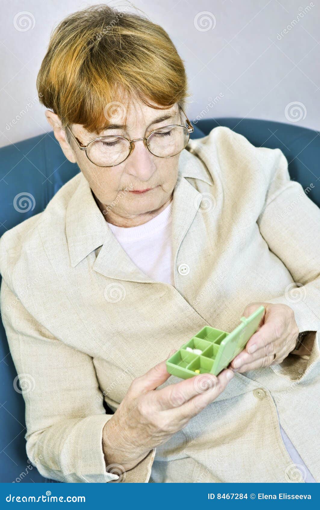 Elderly Woman with Pill Box Stock Photo Image of pills, drug 8467284