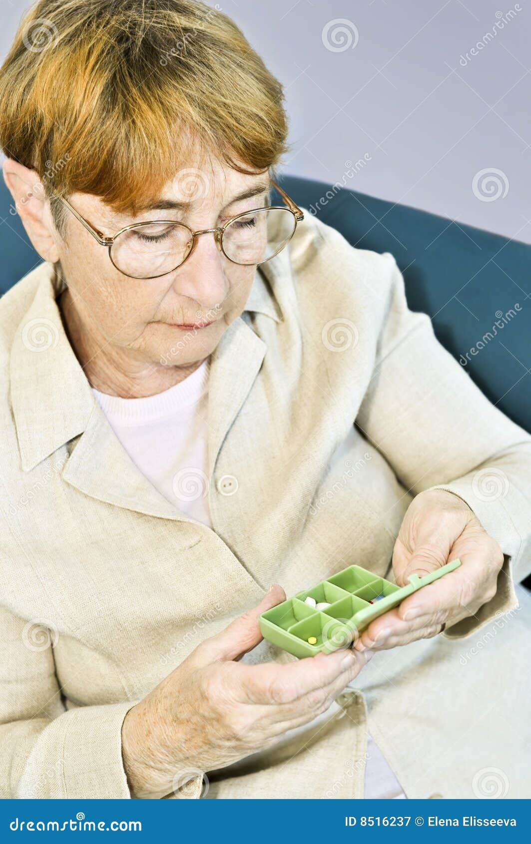 Elderly Woman with Pill Box Stock Image Image of drugs, capsule 8516237