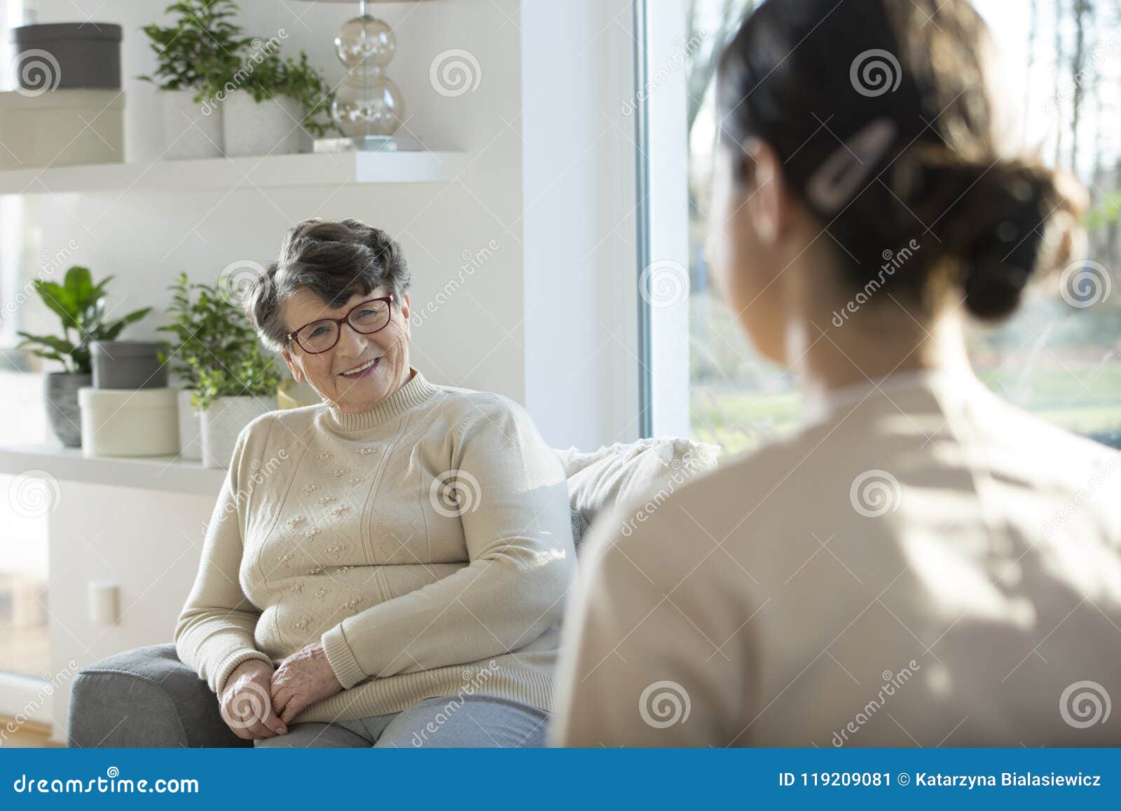 elderly woman relaxing at sanatorium