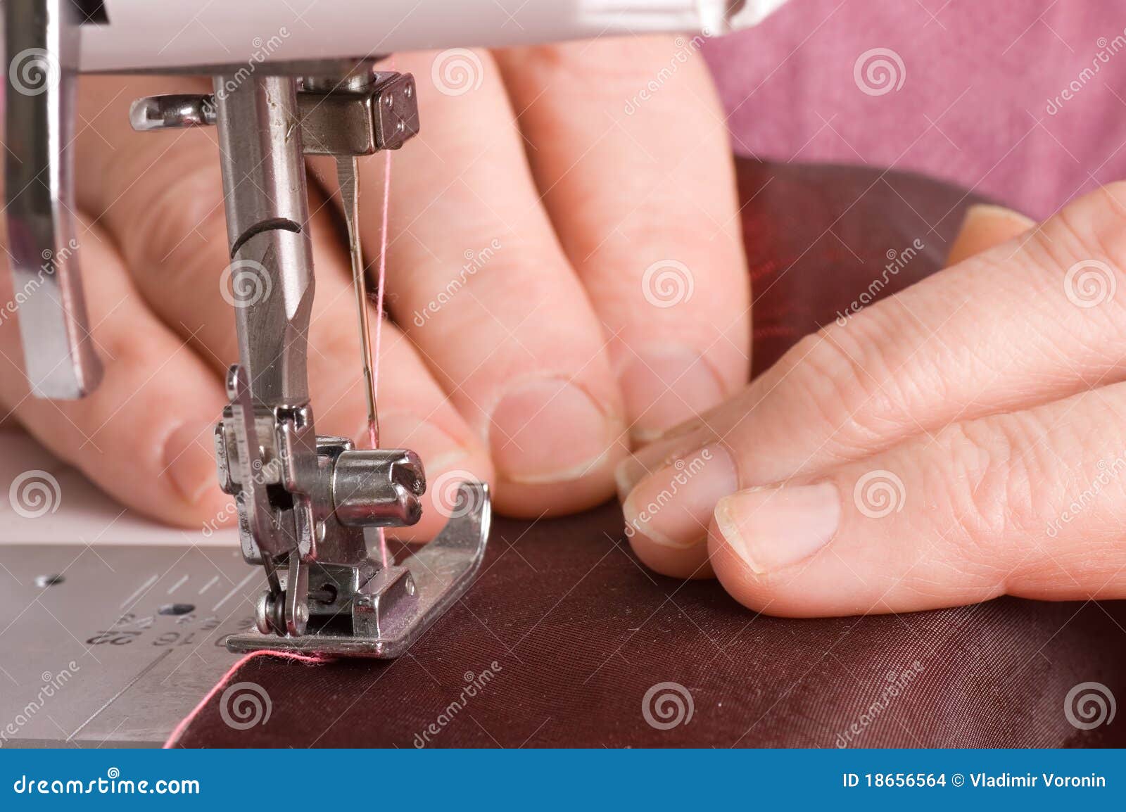 Elderly Woman Sews on the Sewing Machine Stock Photo Image of measure
