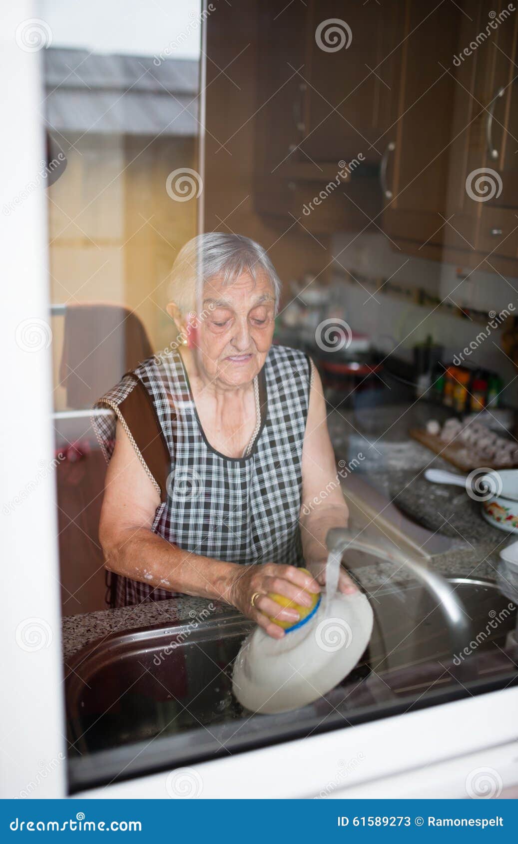 Elderly Woman Washing Dishes Stock Image Image of interior, caucasian