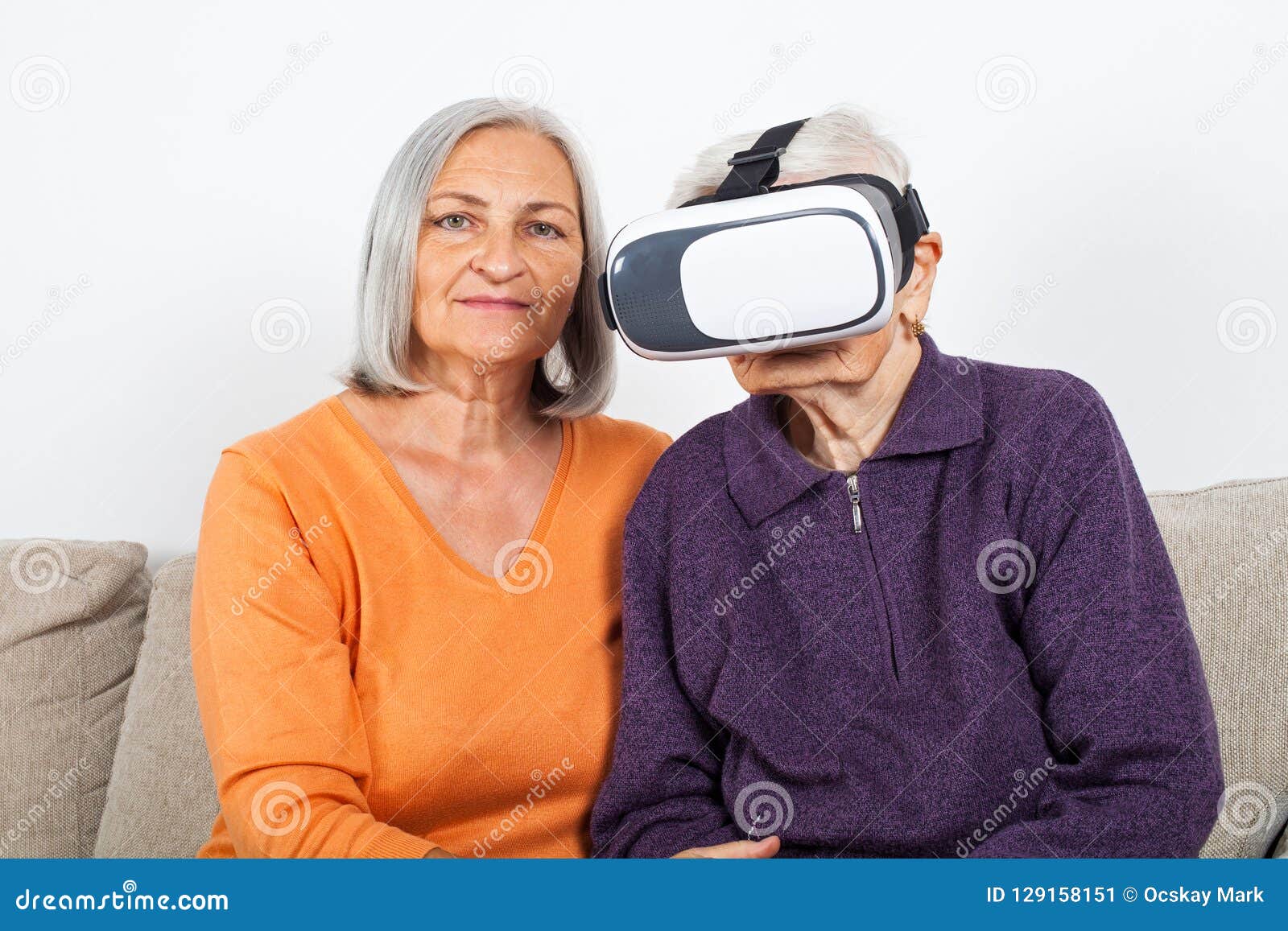 Watching Virtual Reality Video with Headset Stock Image Image of alzheimer, enjoying 129158151