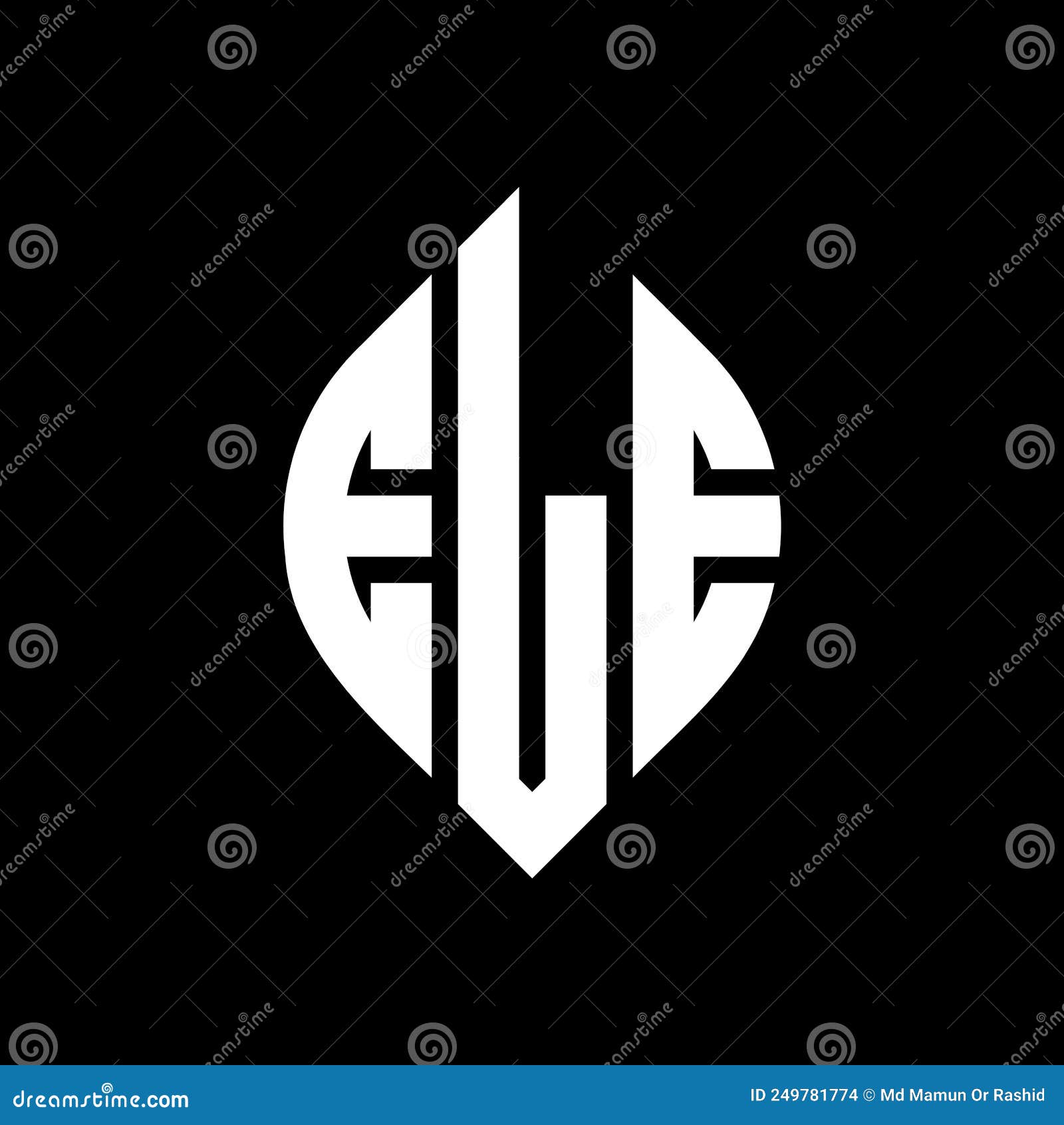 ele circle letter logo  with circle and ellipse . ele ellipse letters with typographic style. the three initials form a