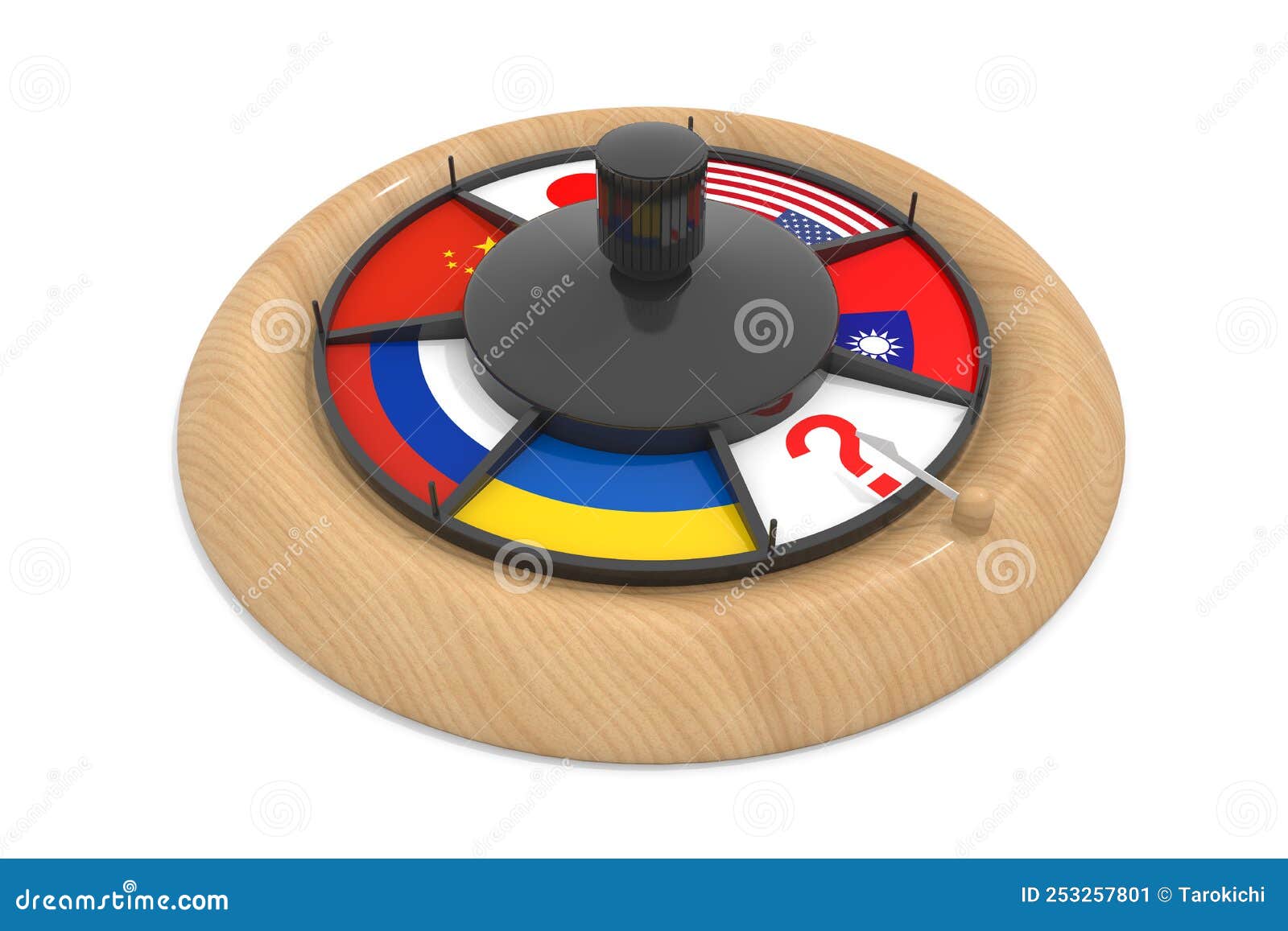 Elección Desconocida Para Plantear Un Problema. Ruleta Con Cuadrados De 7  Países. Ruleta De Madera. Elegir Entre 7 Países Stock de ilustración -  Ilustración de america, indicador: 253257801