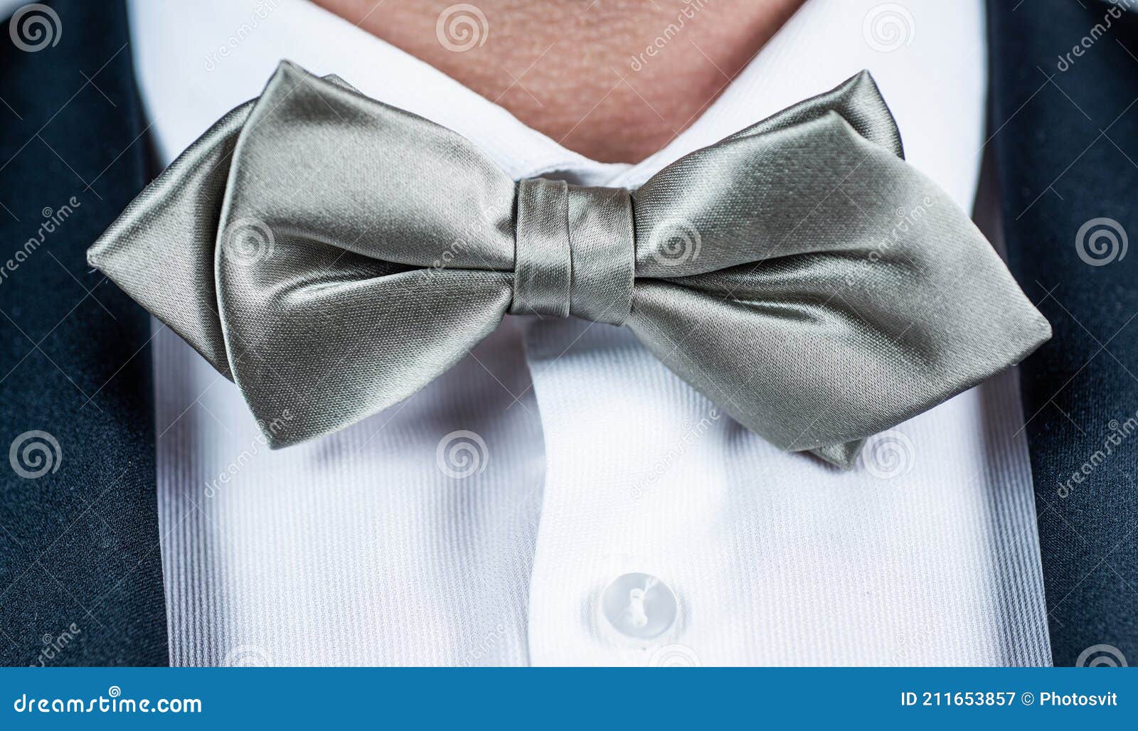 Elección Perfecta Para Tu Grupo De De Boda. Corbata De Color Plata Con Camisa Blanca. Colección Bowtie. 4.º Moda Imagen de archivo - Imagen de festivo, lazo: 211653857