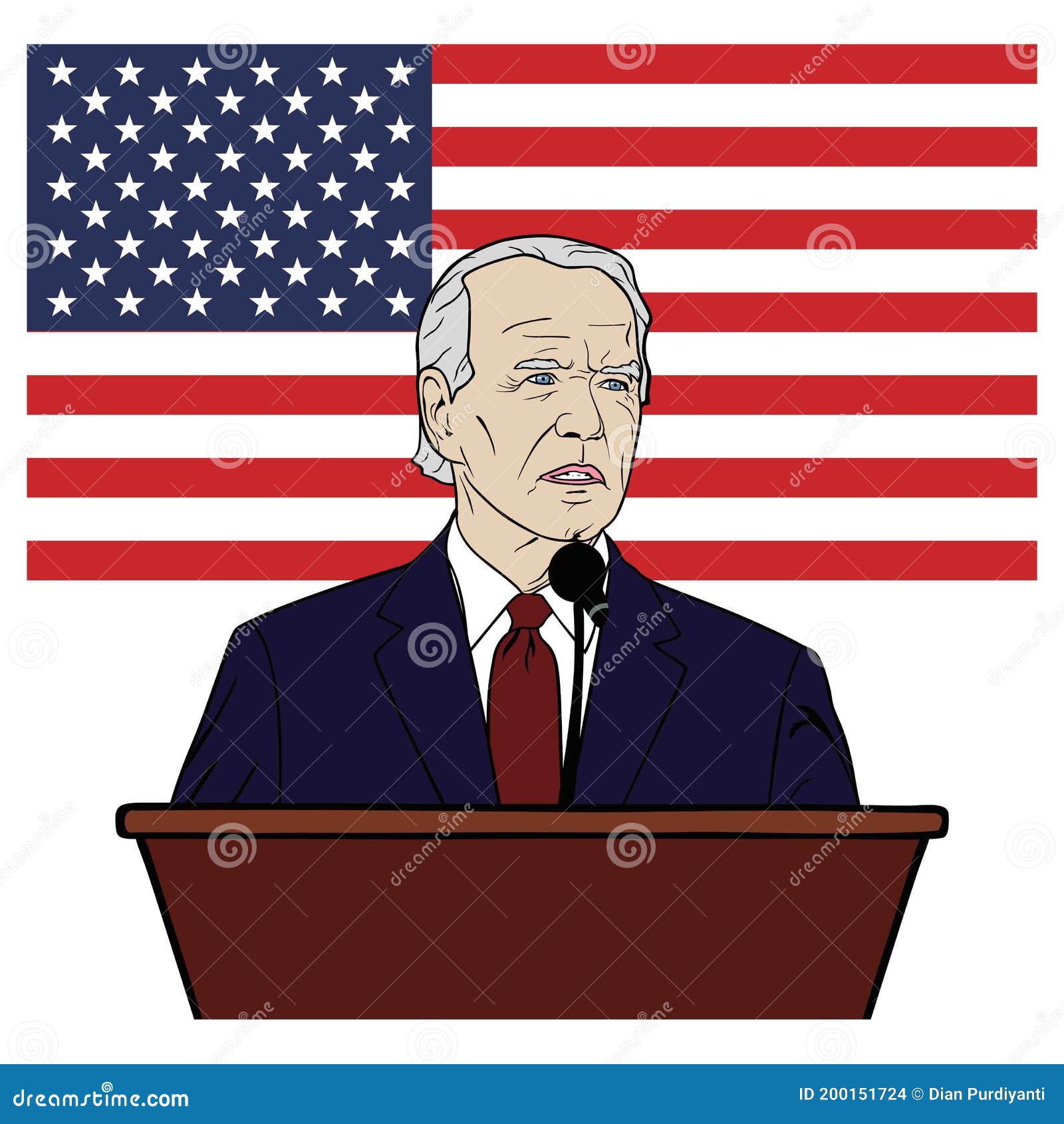 Election of USA, Joe Biden Speech on Podium, Flag of the United States ...