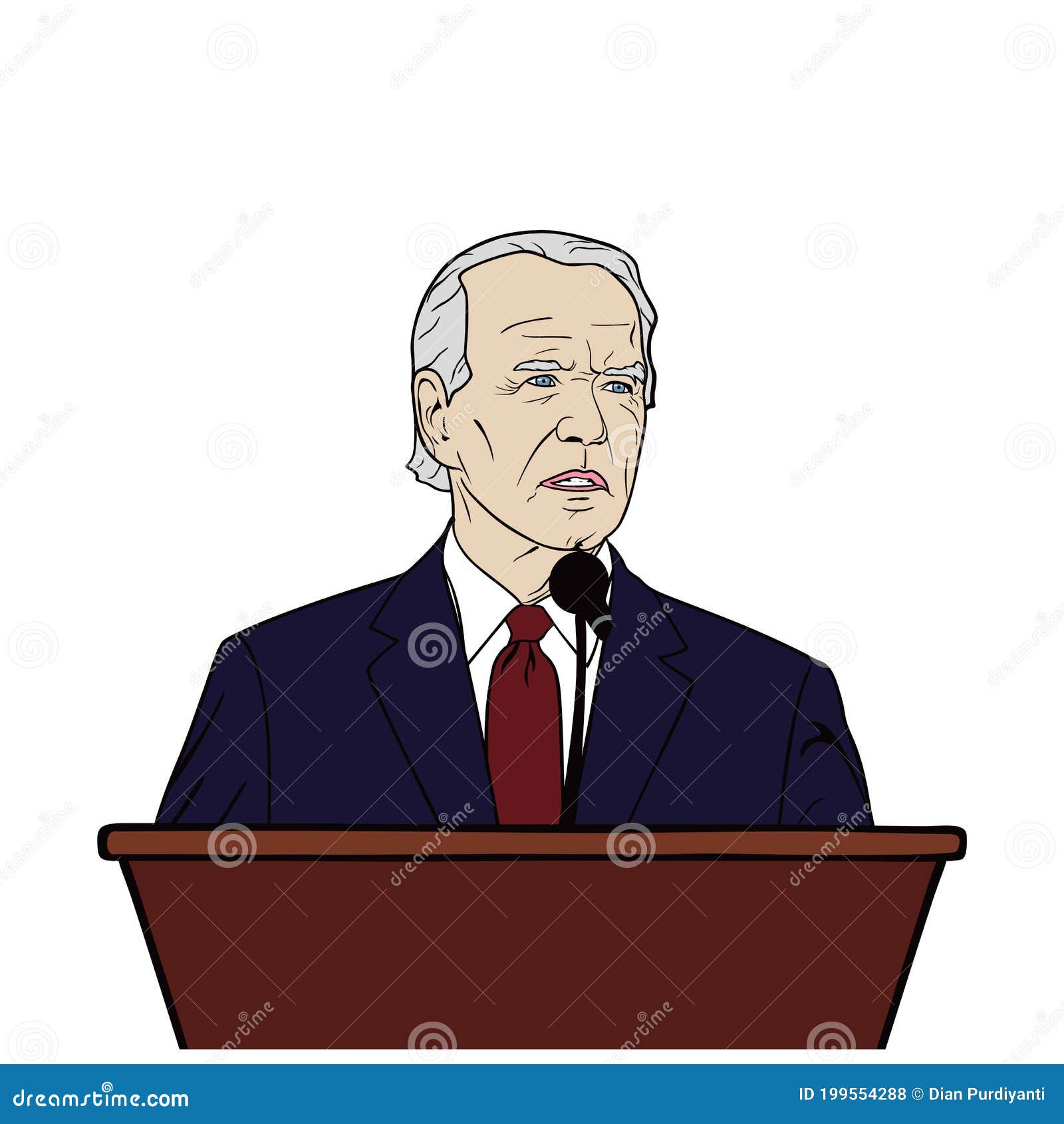 Election of USA, Joe Biden Speech on Podium, Flat Design, Vector ...