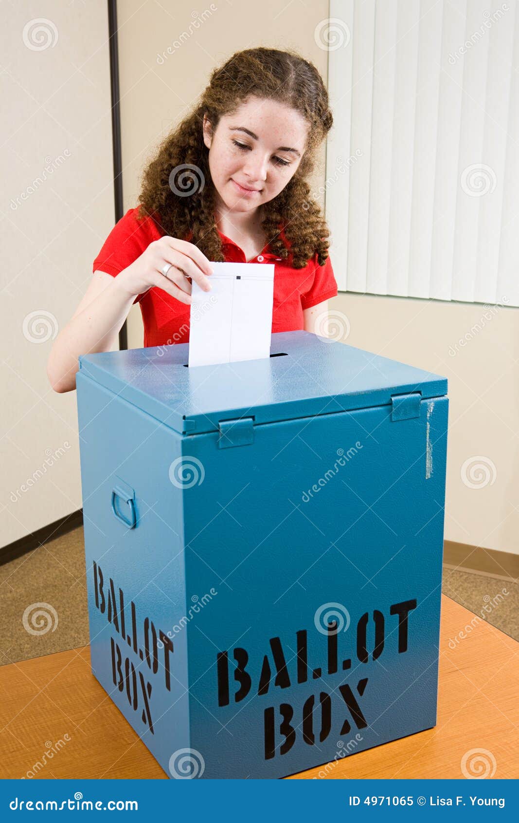 Election Young Voter Casts Ballot Stock Image Image of precinct