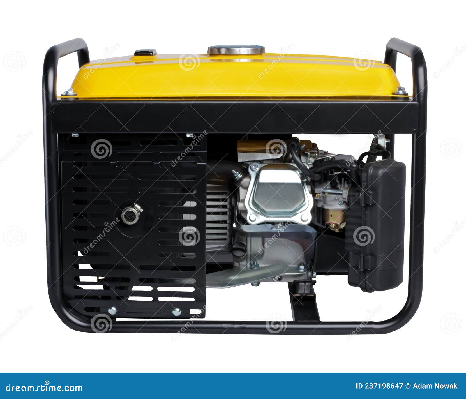 Portable Benzin Generator. Isolated White Background. Side View Image - Image of industry, engineering: