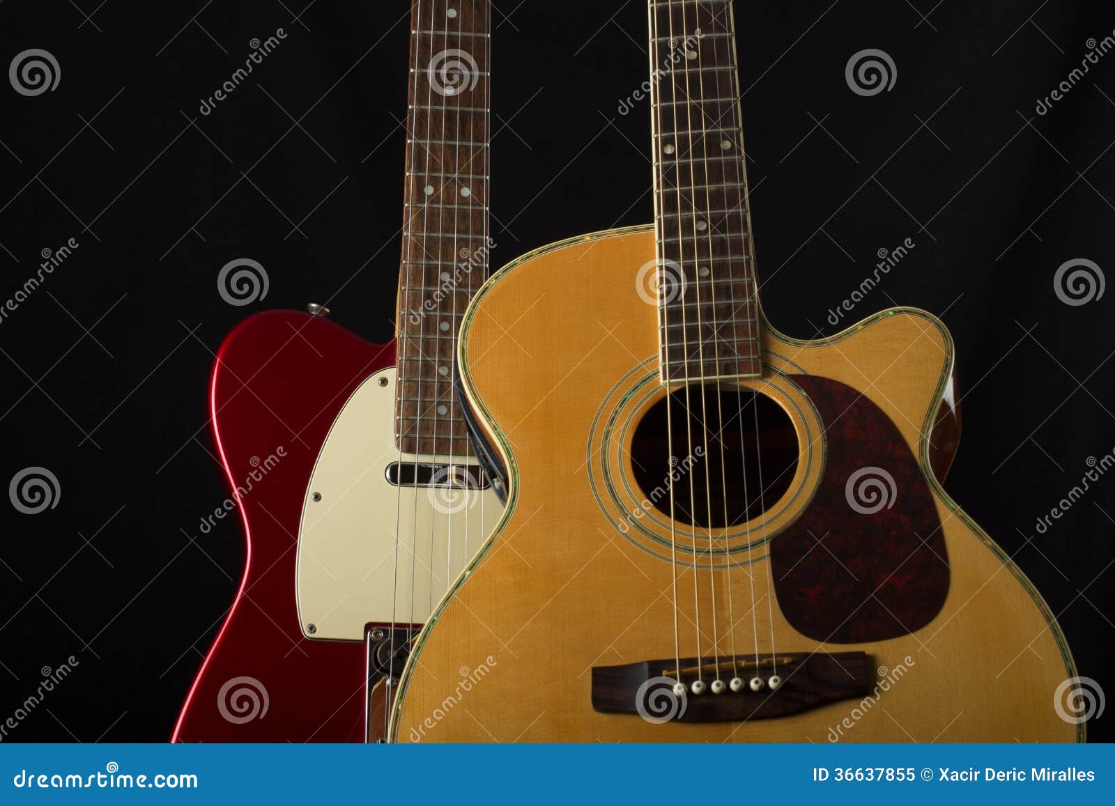 Electric and Acoustic Guitar Stock Image Image of classic, sound
