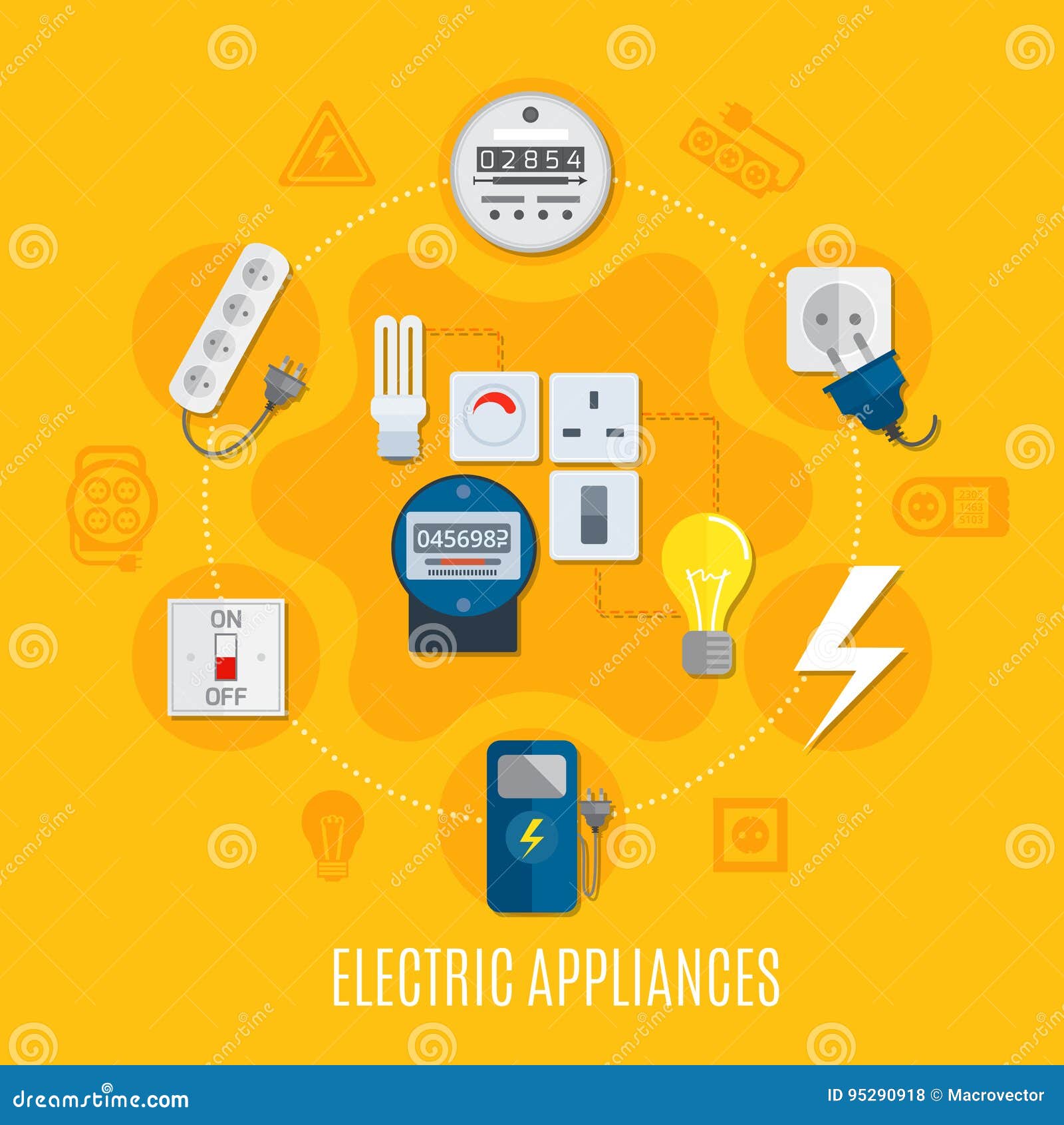 Electric Appliances Round Design Stock Vector Illustration of