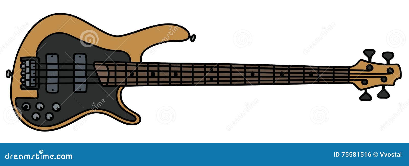 Electric Bass Guitar Line Art Vector Illustration 13069247
