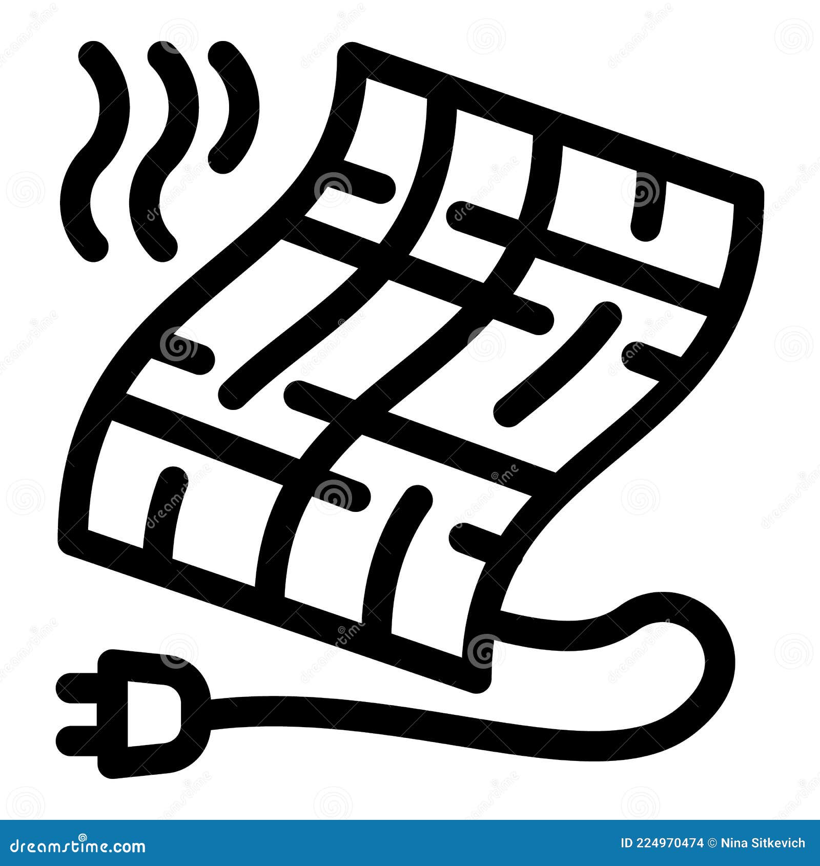 Electric Blanket Icon, Outline Style Stock Vector Illustration of