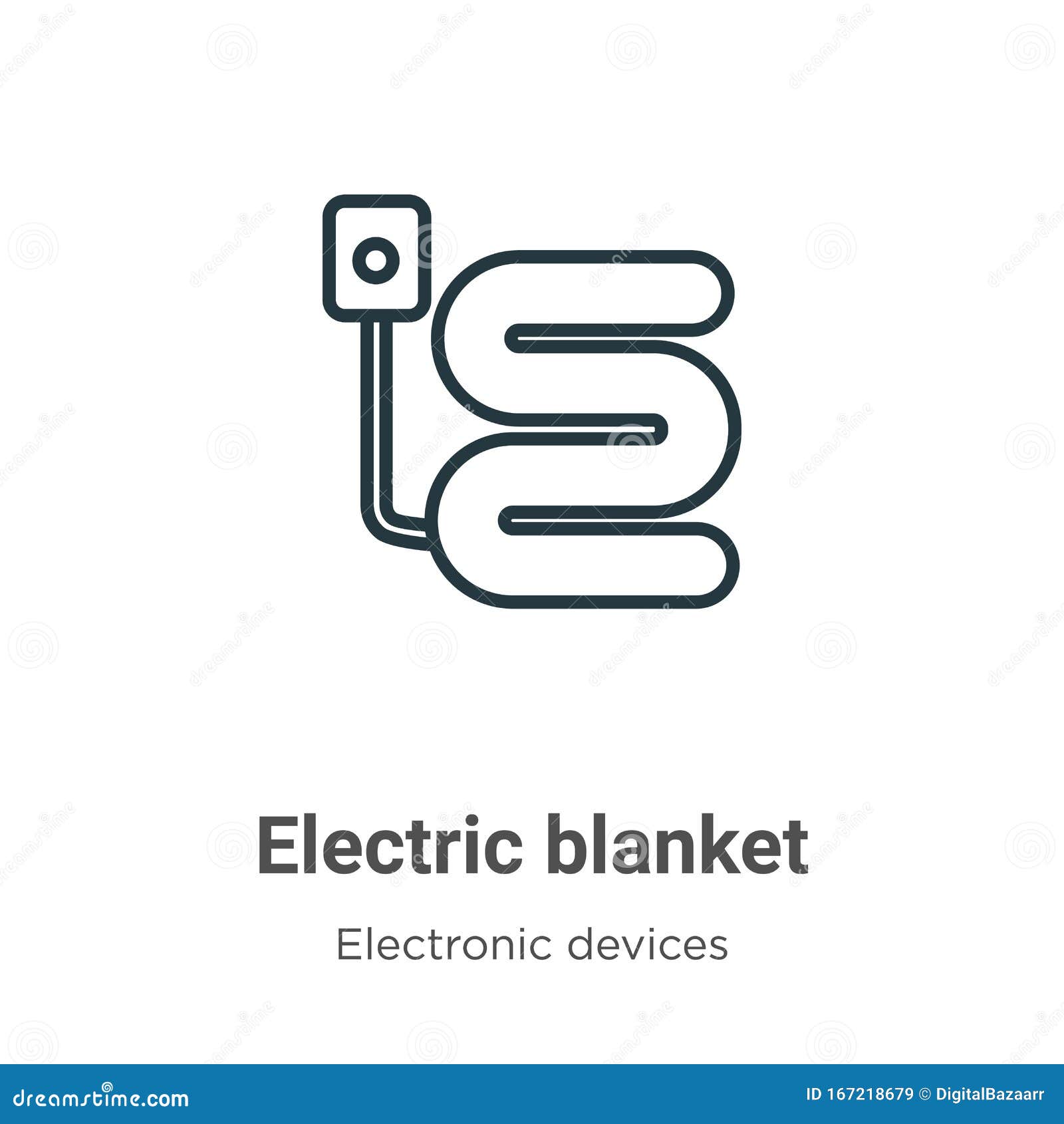 Electric Blanket Outline Vector Icon. Thin Line Black Electric Blanket