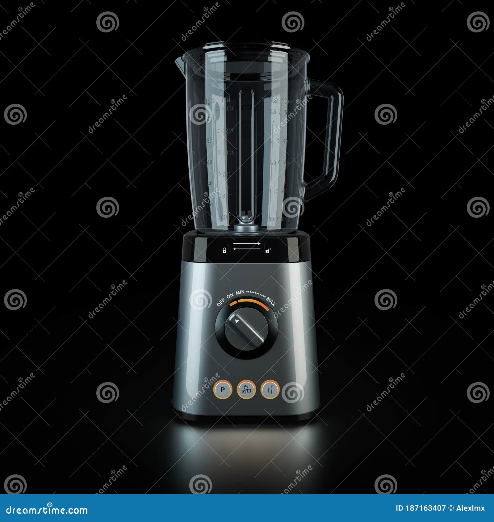 Electric Blender on Black Background, 3D Rendering Stock Illustration