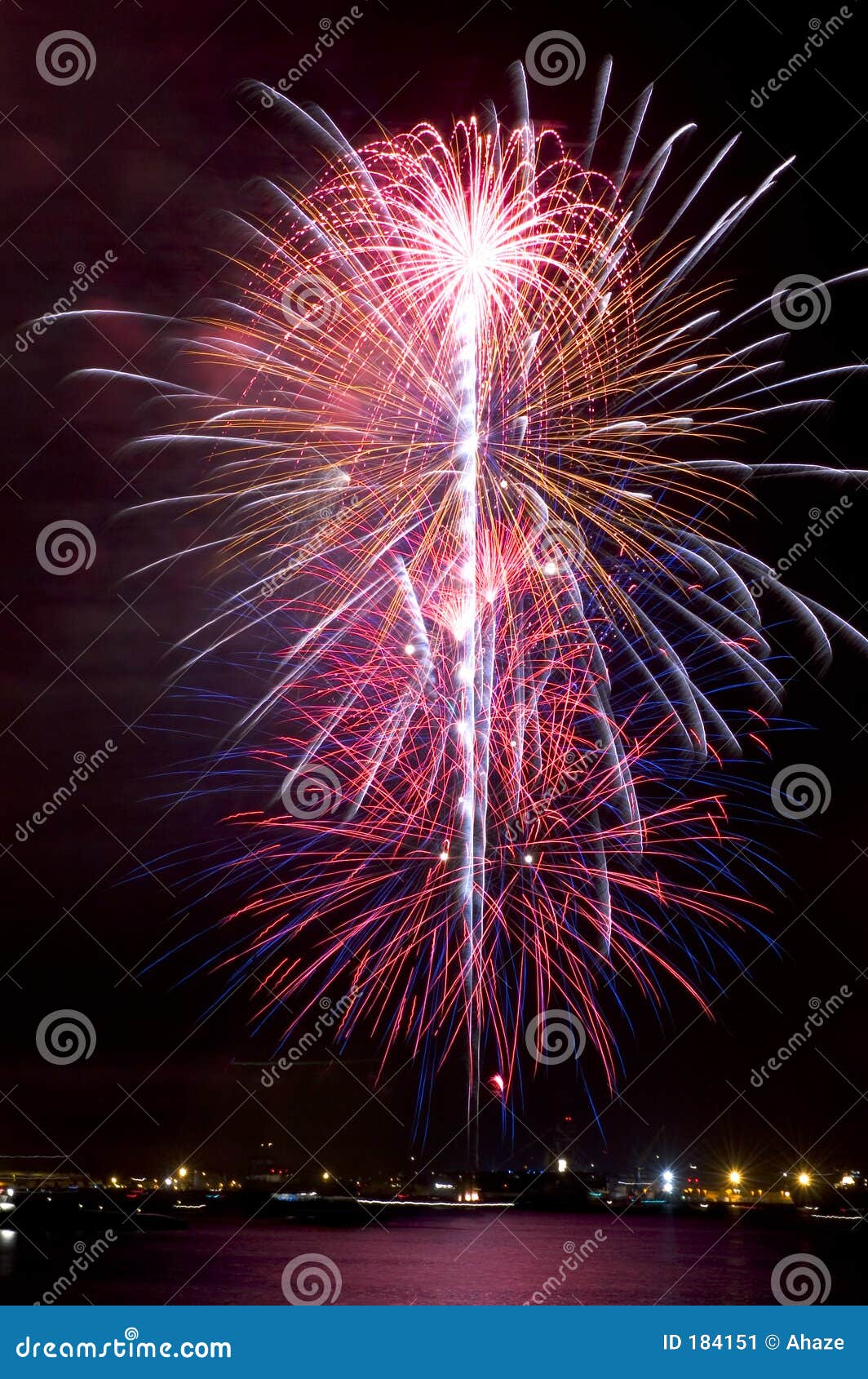 Electric Blooms Fireworks stock image. Image of city, gold 184151