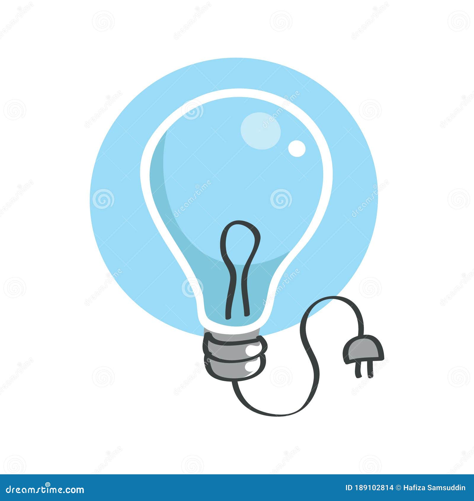 Electric Bulb with Plug. Vector Illustration Decorative Design Stock