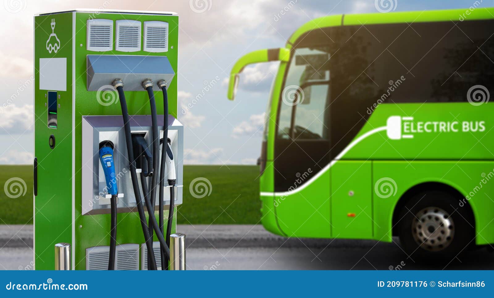 Electric Bus with Charging Station Stock Photo Image of station
