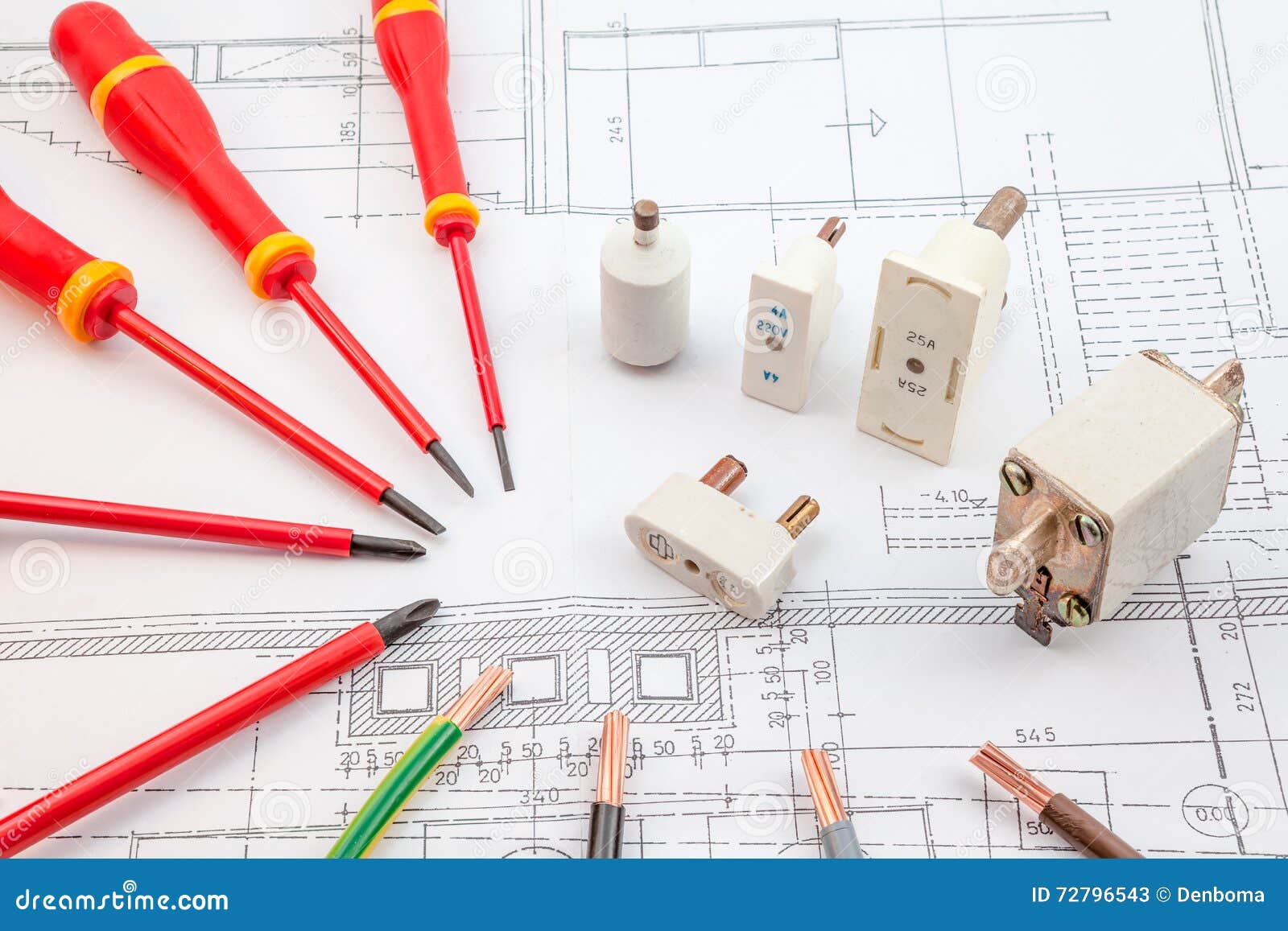 The Electric Cables Screwdrivers Stock Image Image of connection