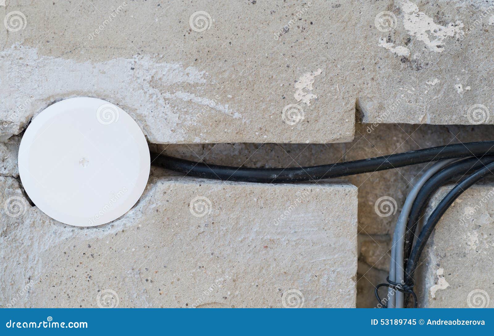 Electric cables in wall stock image. Image of apartment 53189745