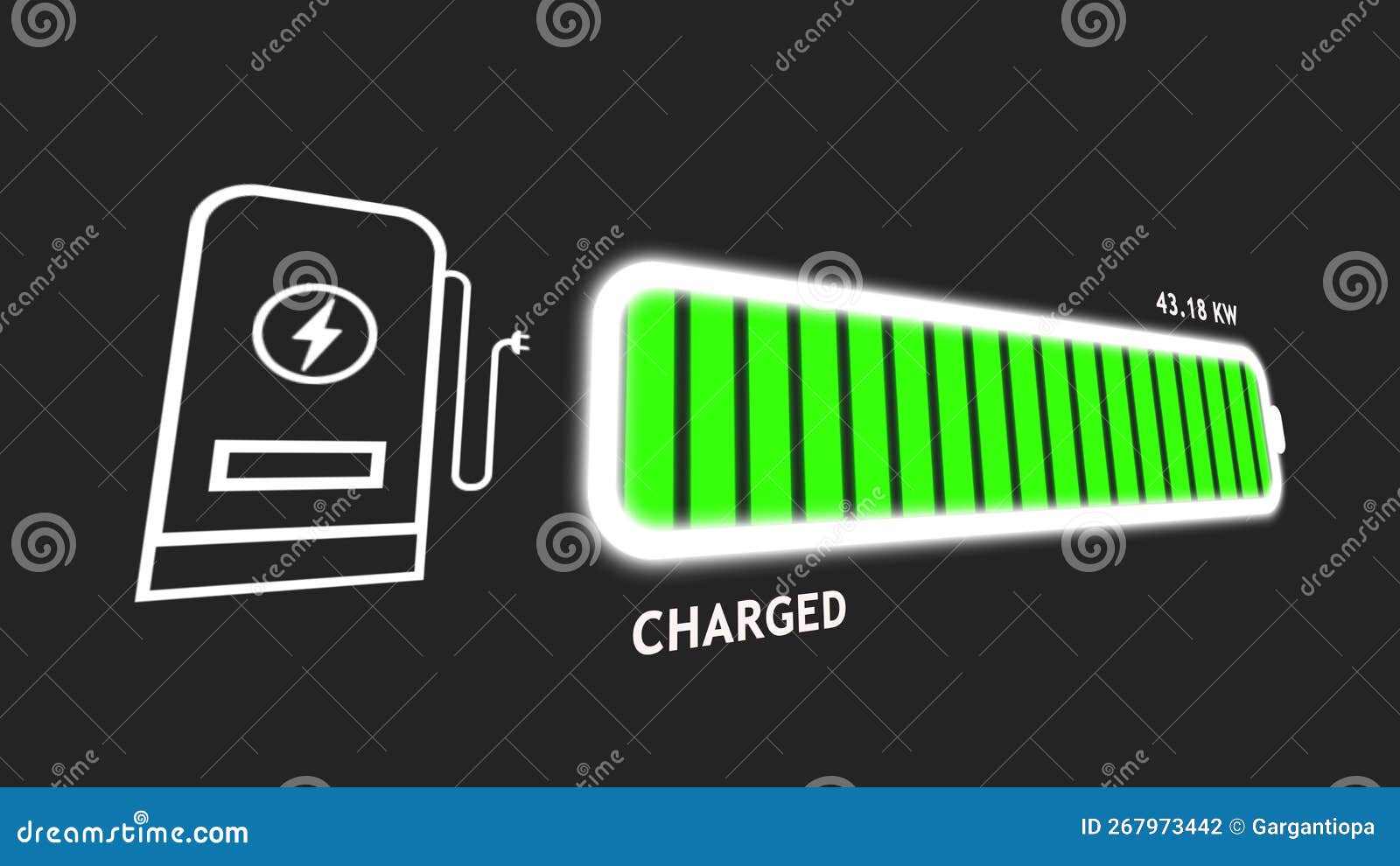 Electric Car Battery in Active Charging Visionary Dashboard Stock