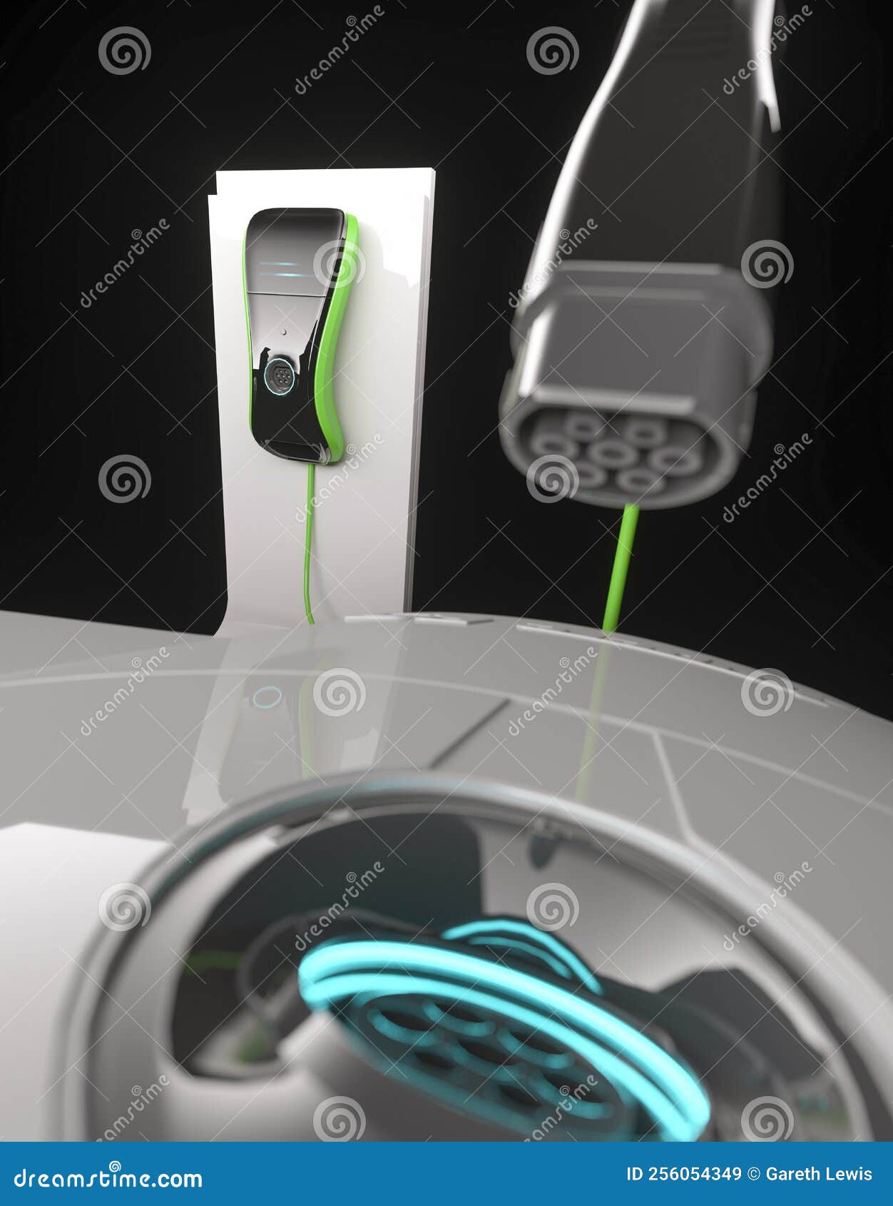 Electric Car Charging Cable 3d Render Stock Illustration Illustration