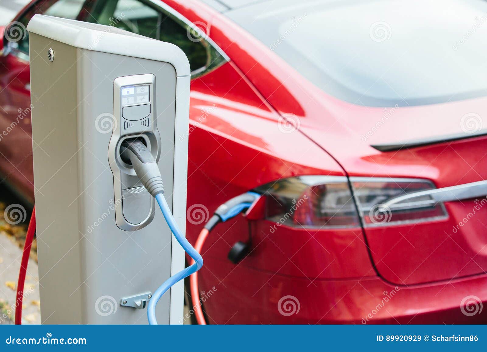 Electric car stock image. Image of charger, parking, electricity - 89920929