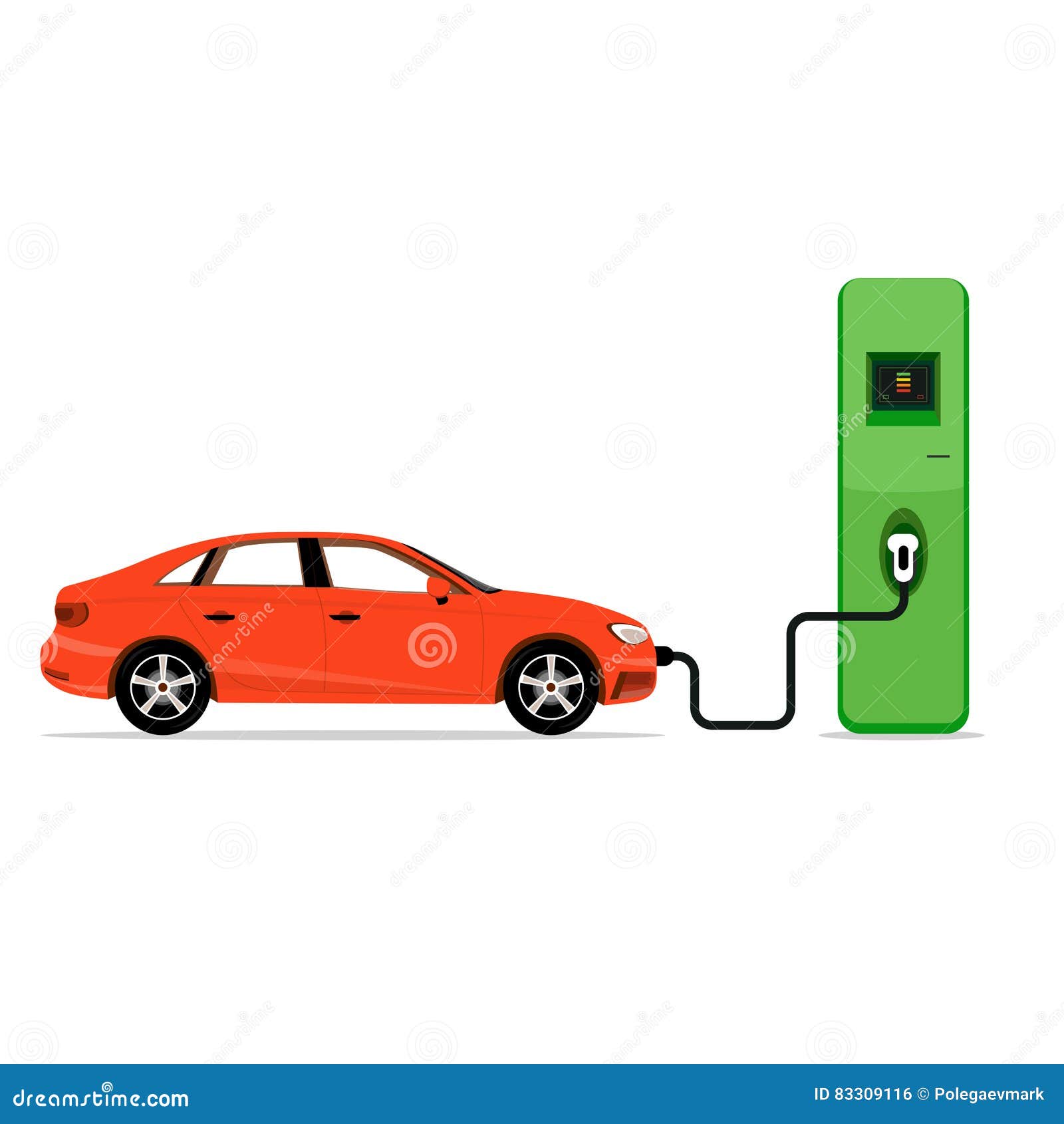 Electric Car Charging Station Concept. EV Recharging Point or EVSE ...