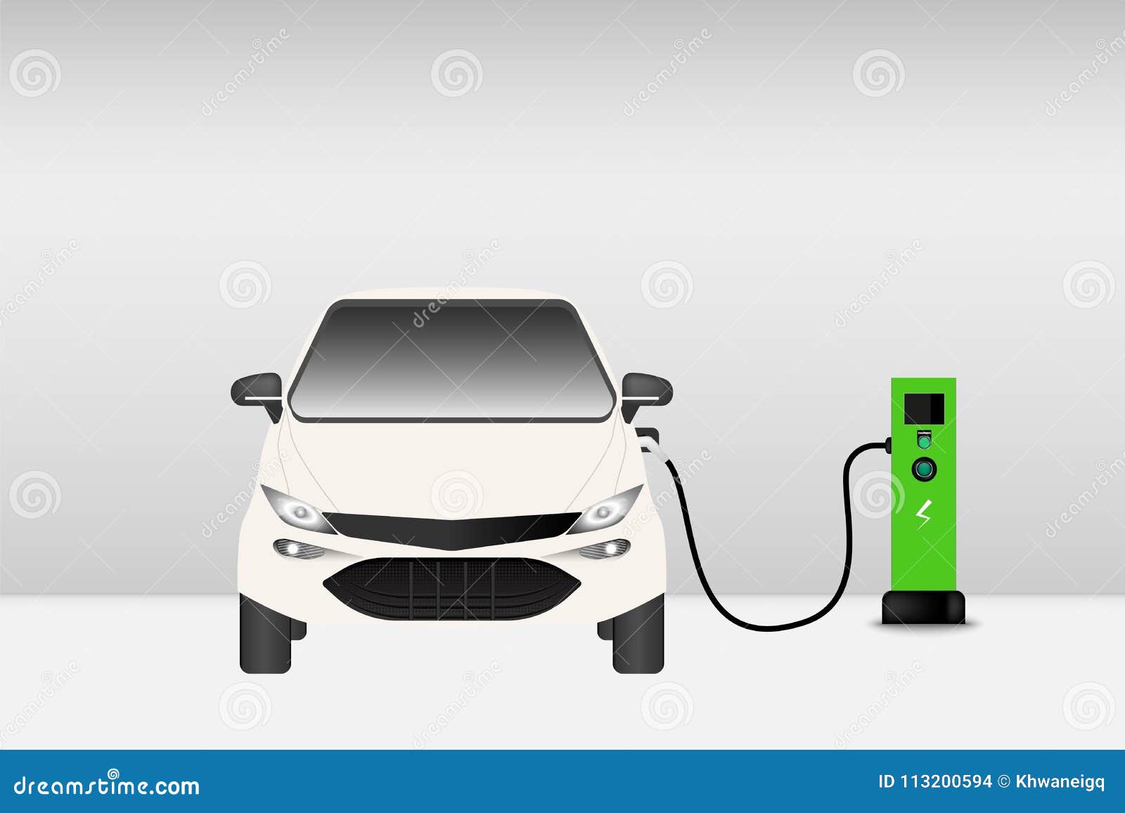 Electric Car and Charging Station Point, Technology EV, Automobile ...