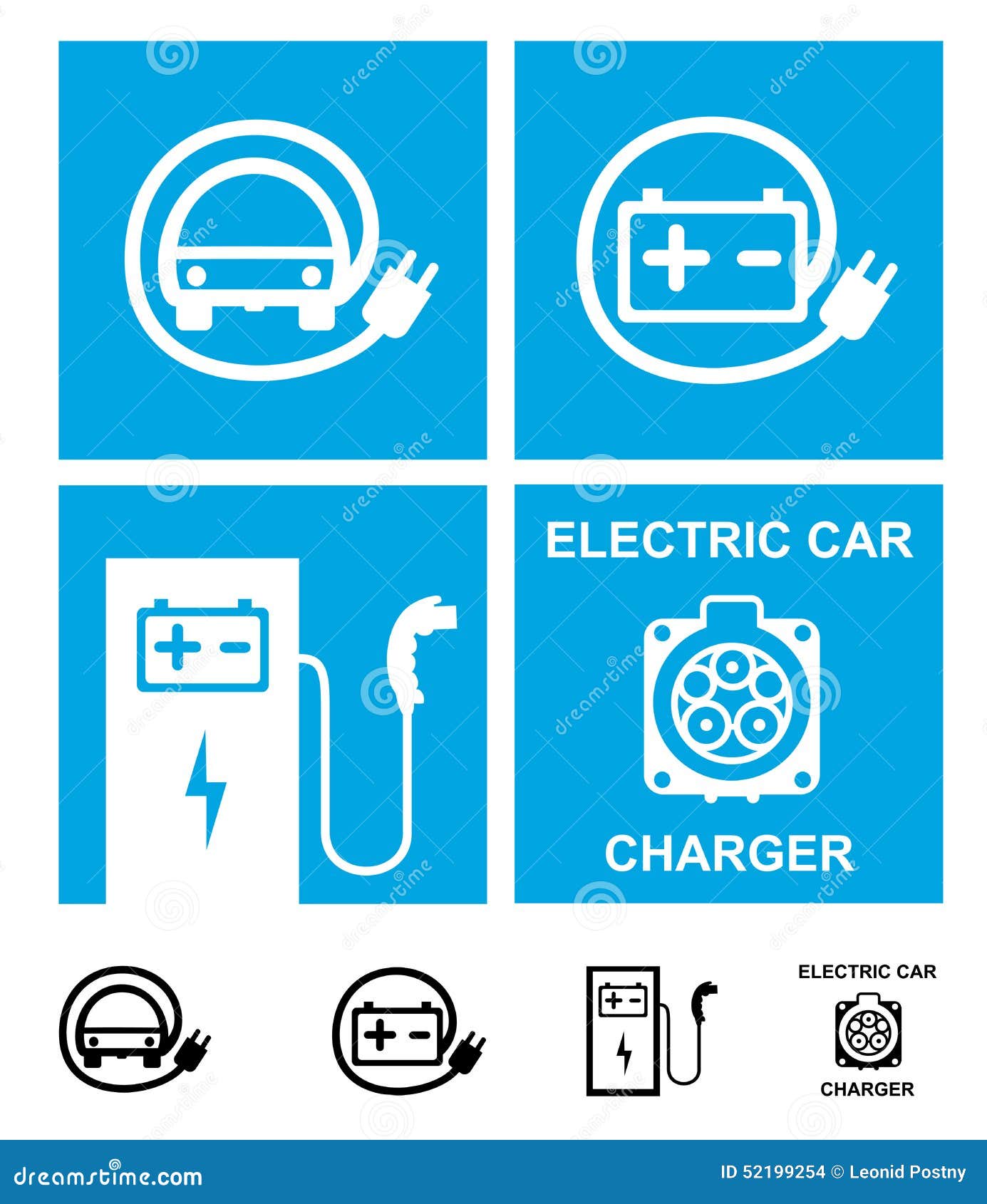 Electric Car Charging Symbols Stock Illustration Illustration of