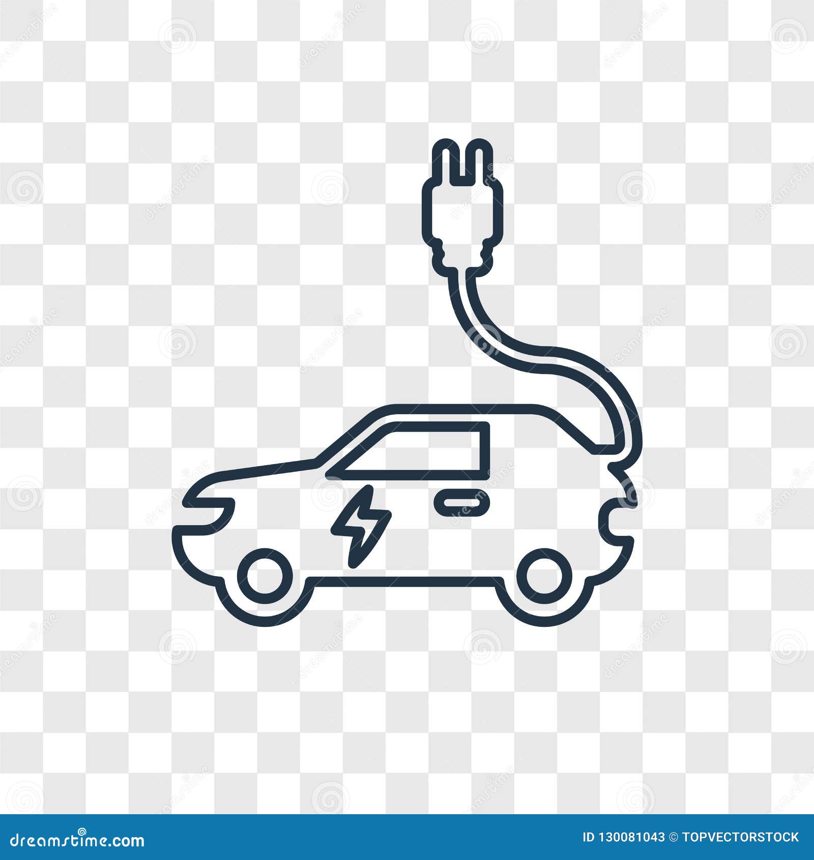 Electric Car Concept Vector Linear Icon Isolated on Transparent Stock