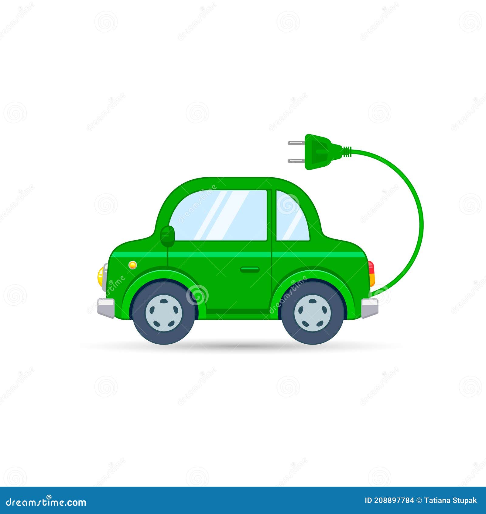 Electric Car Eco Transport Illustration. Vector Isolated Cartoon ...