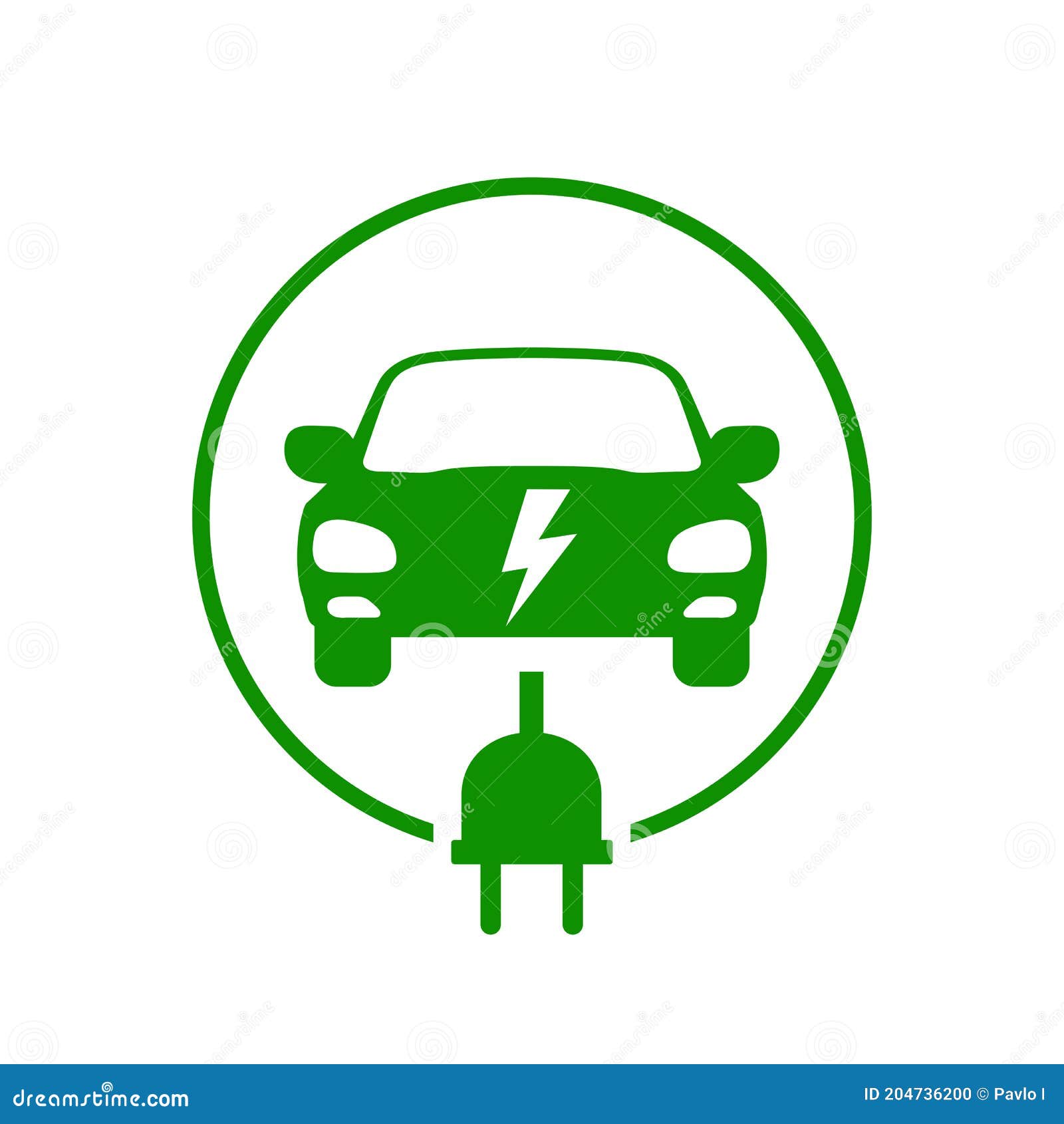 Electric Car Icon. Electrical Ev Charging Station Symbol. Electric