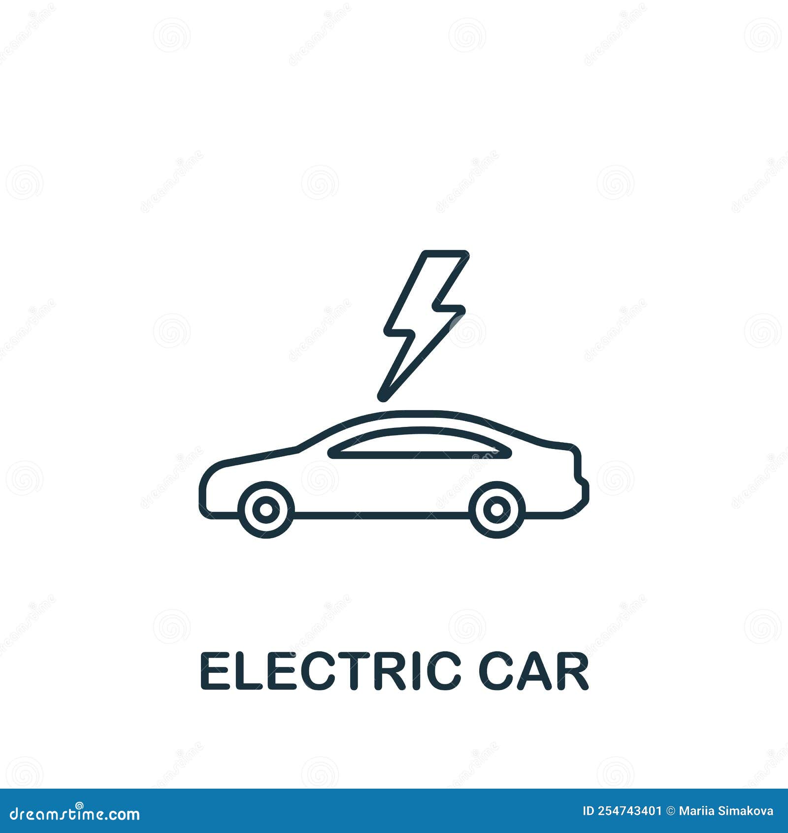 Electric Car Icon. Line Simple Icon for Templates,  Design and