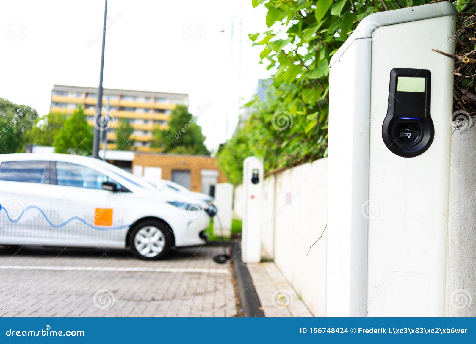 Electric Car at a Public Charging Station Stock Photo Image of energy