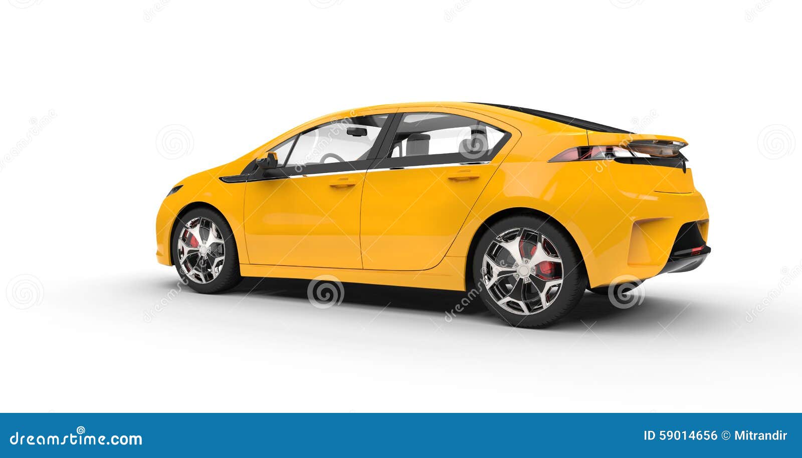 Electric Car Yellow Side View Stock Photo Image of auto, driving