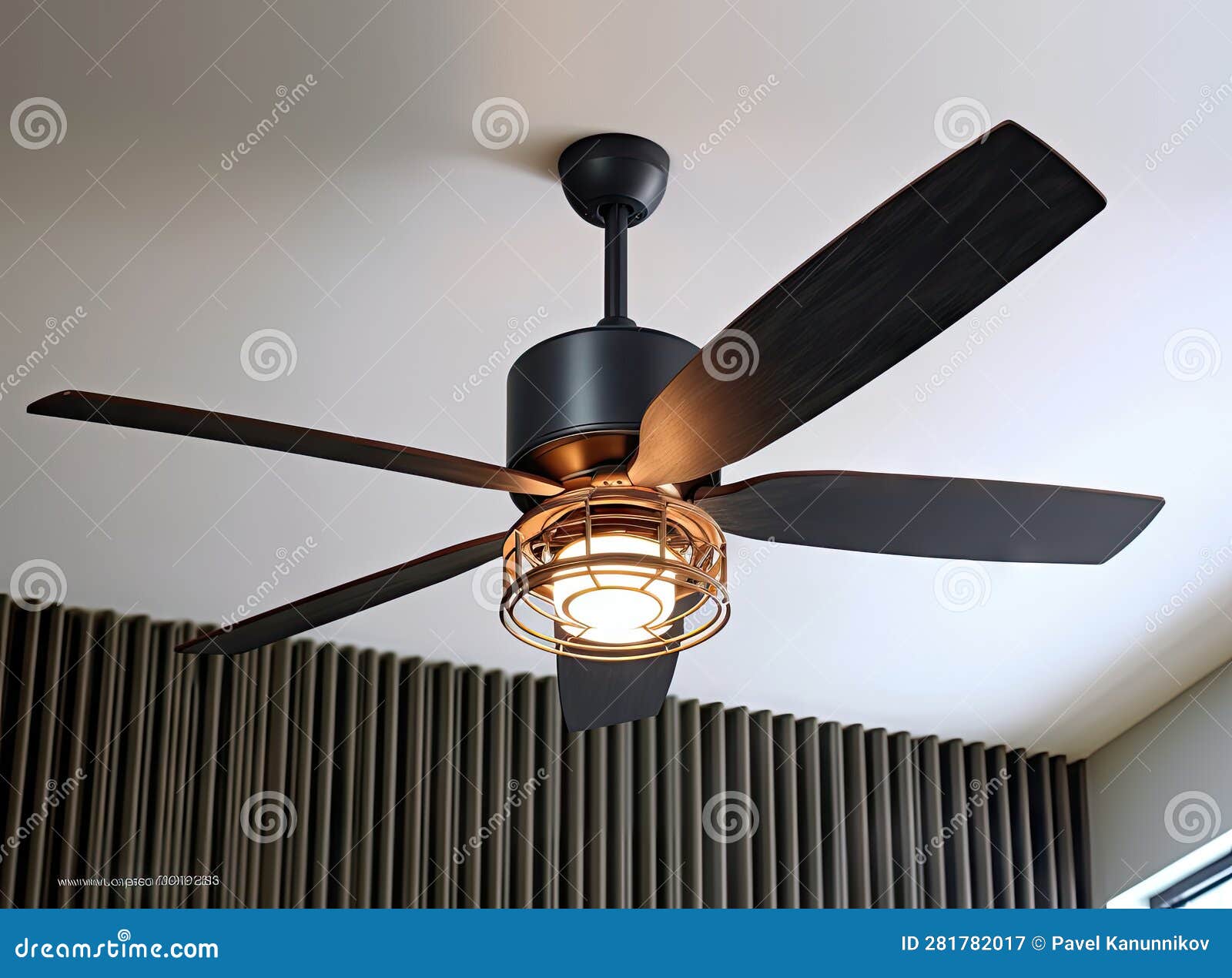 Electric Ceiling Fan Created with Generative AI Technology Stock Image