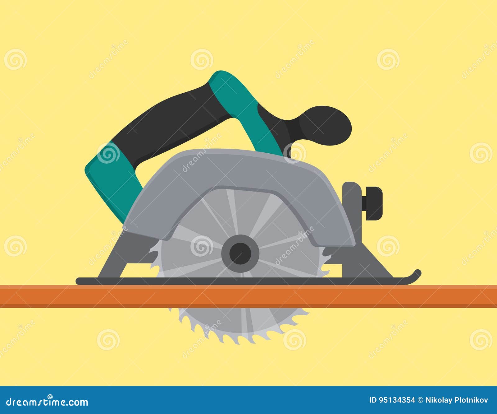 Electric Circular Saw Sawing Tree Wood Cutter. Professional Instrument,  Working Tool Stock Vector - Illustration of industrial, blade: 95134354