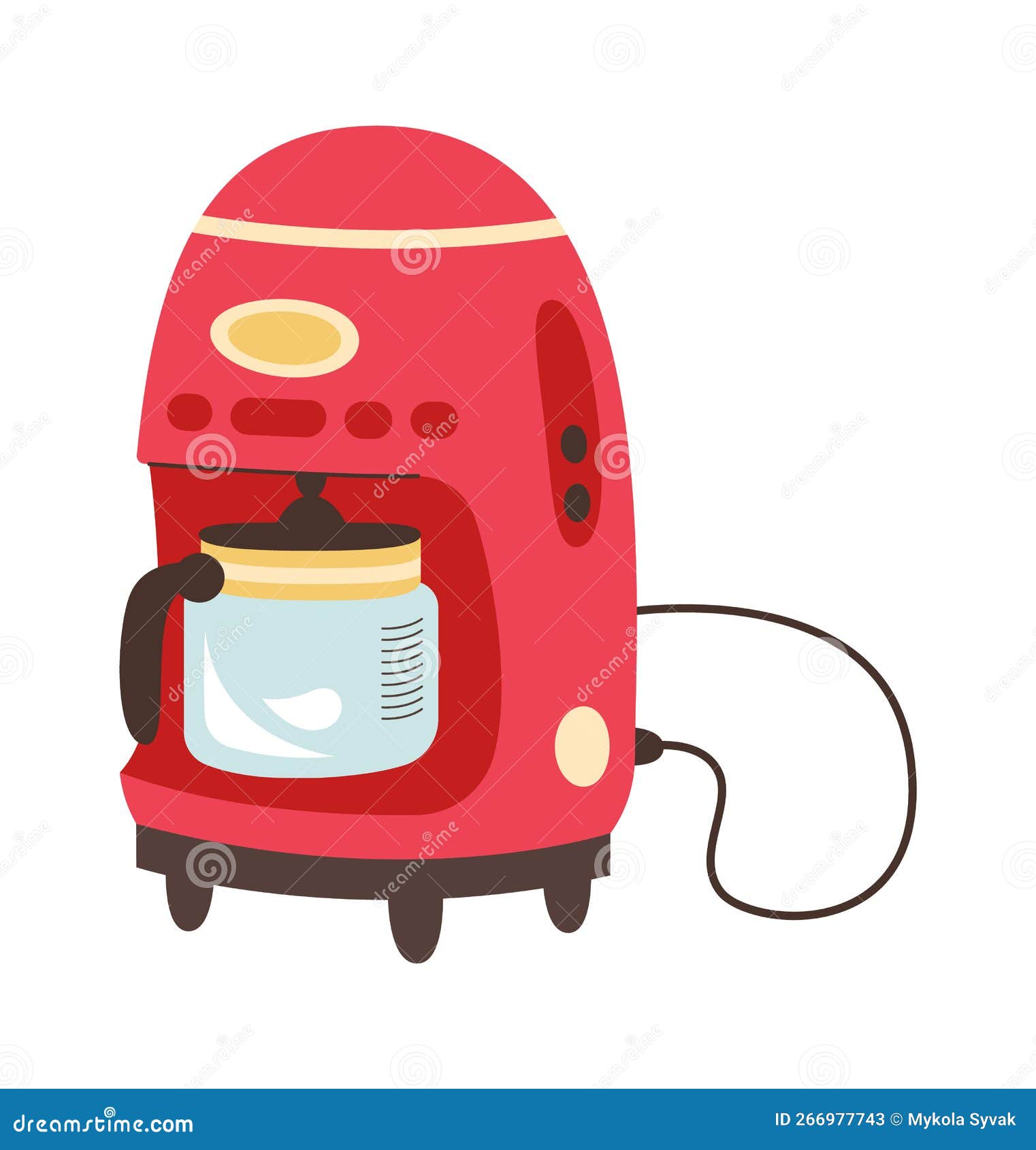 Electric Coffee Machine with Glass Pot Flat Icon Stock Vector