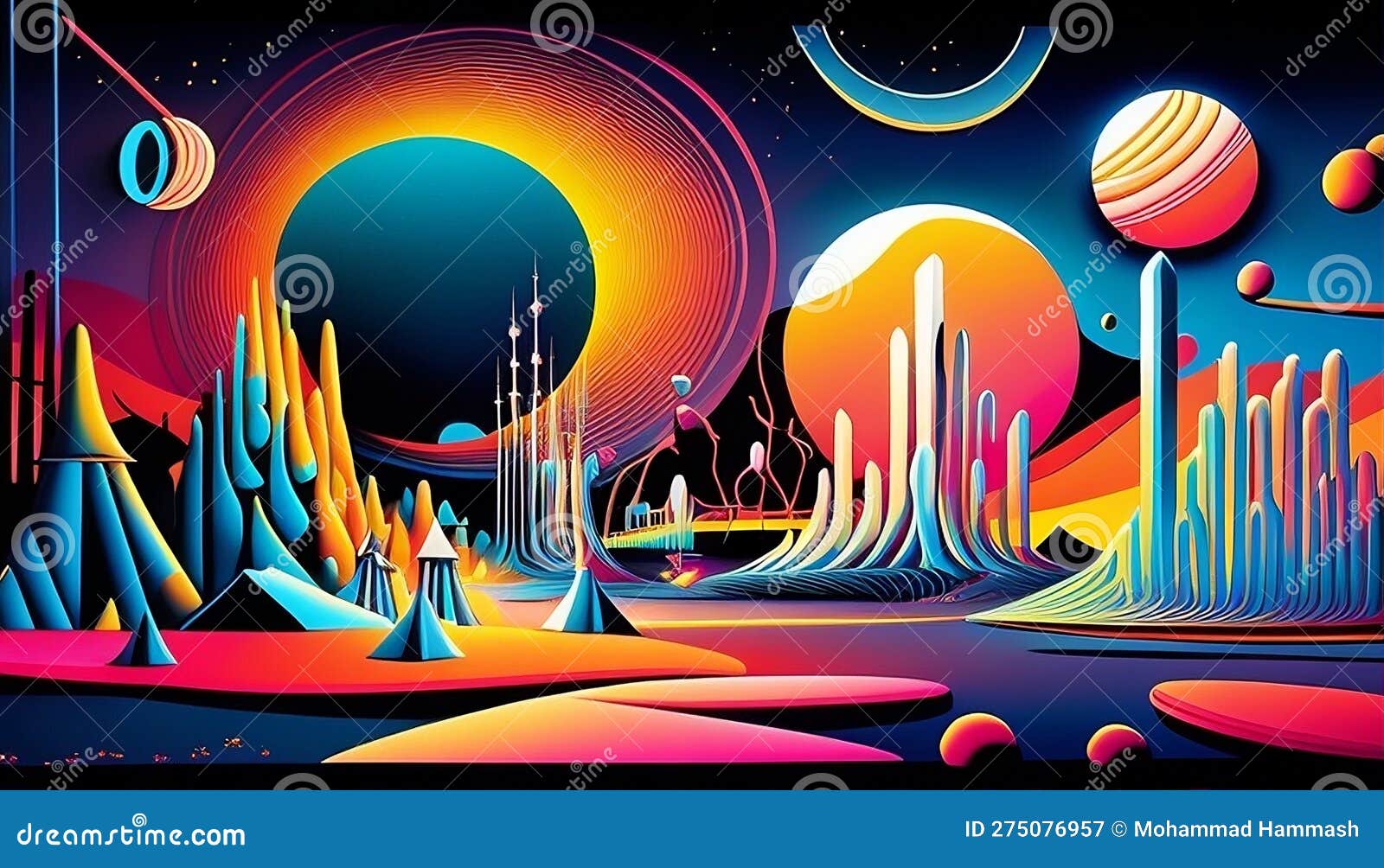 electric dreamscape: a futuristic utopia of neon colors and geometric s, made with generative ai