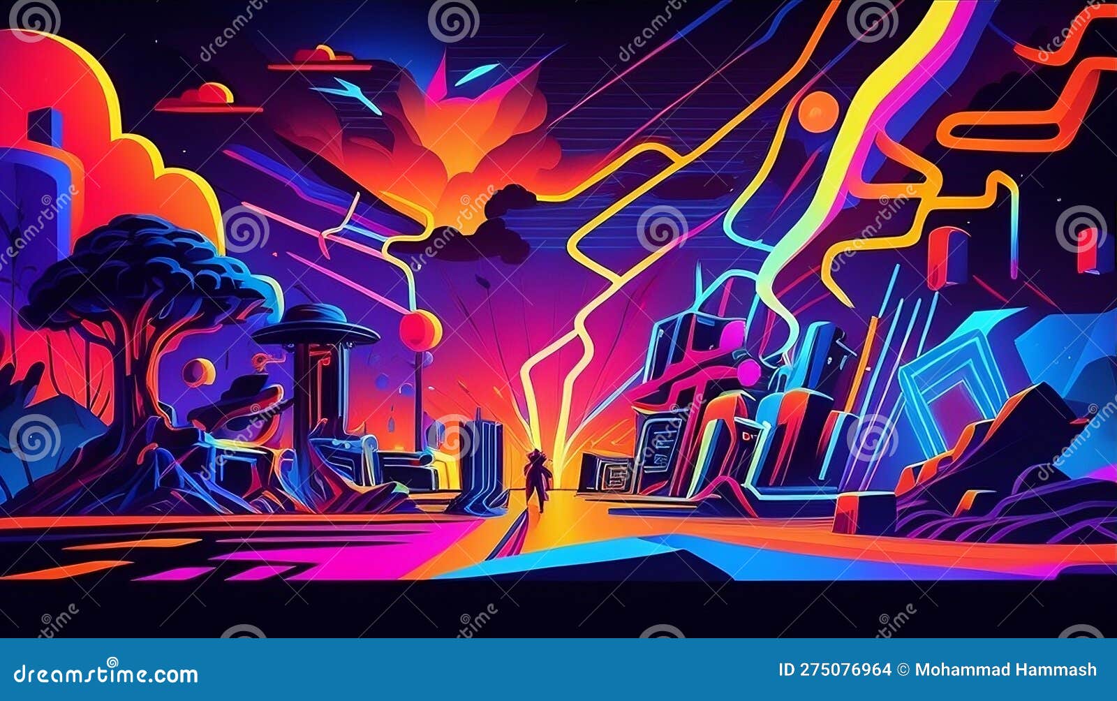electric dreamscape: a futuristic utopia of neon colors and geometric s, made with generative ai