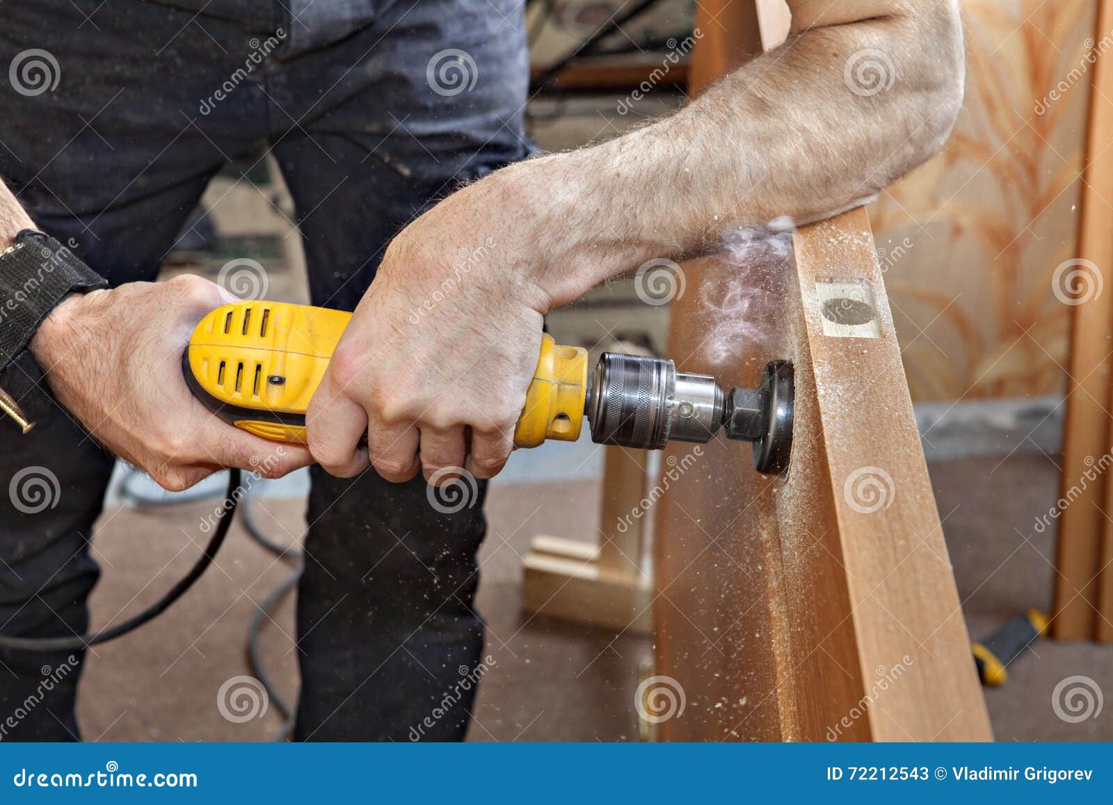 Electric Drill Lock Hole Drilling through Door for Deadbolt C