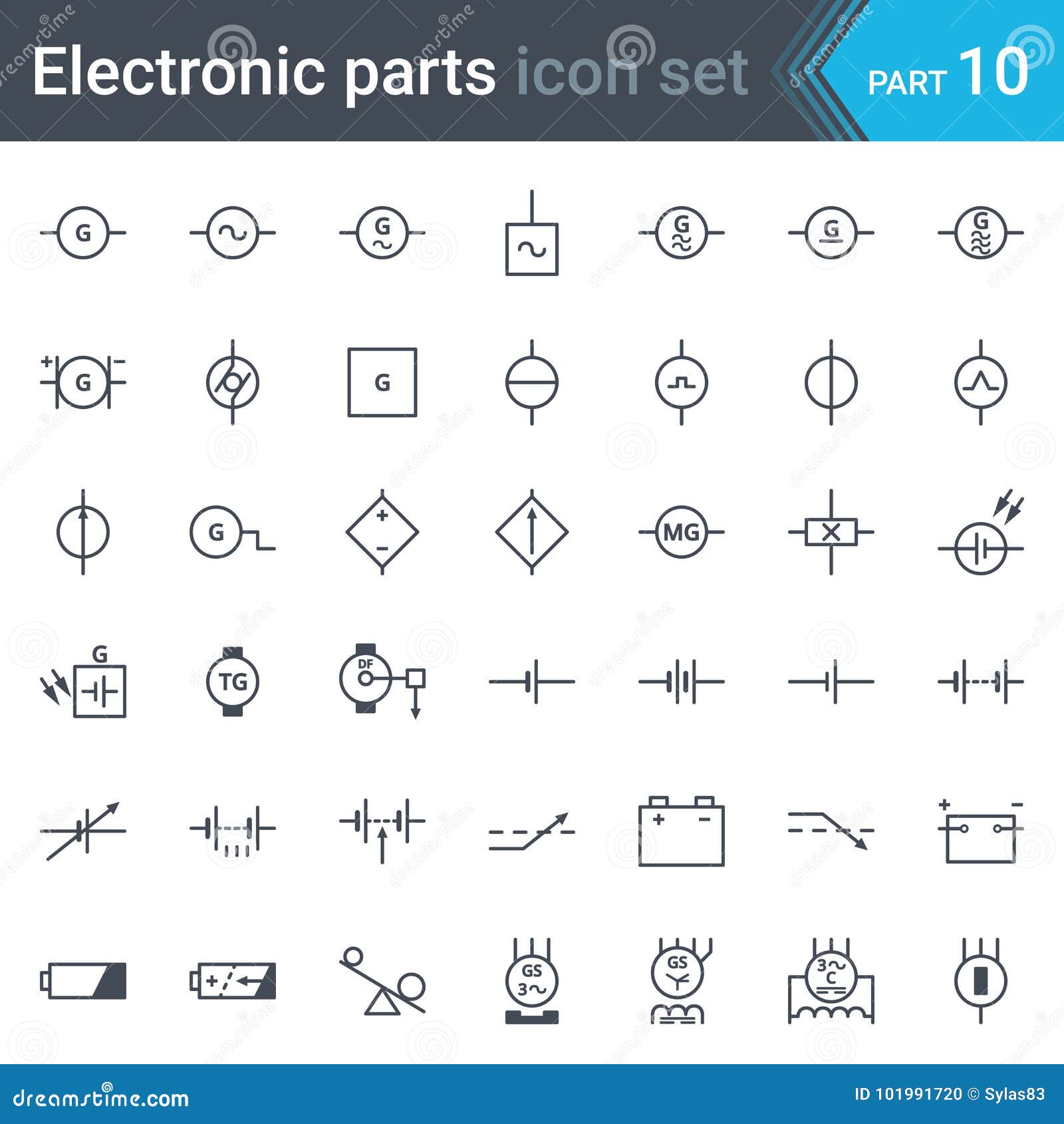 Electric And Electronic Circuit Diagram Symbols Set Of  